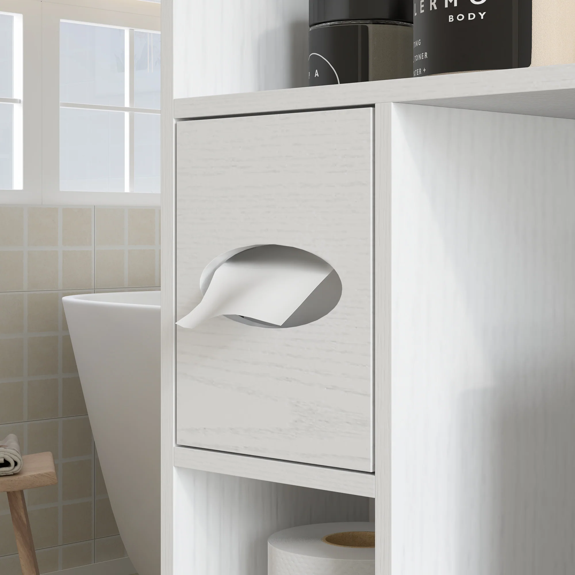 Over the Toilet Storage Cabinet with Barn Doors & Adjustable Shelf, Distressed White - Image 11