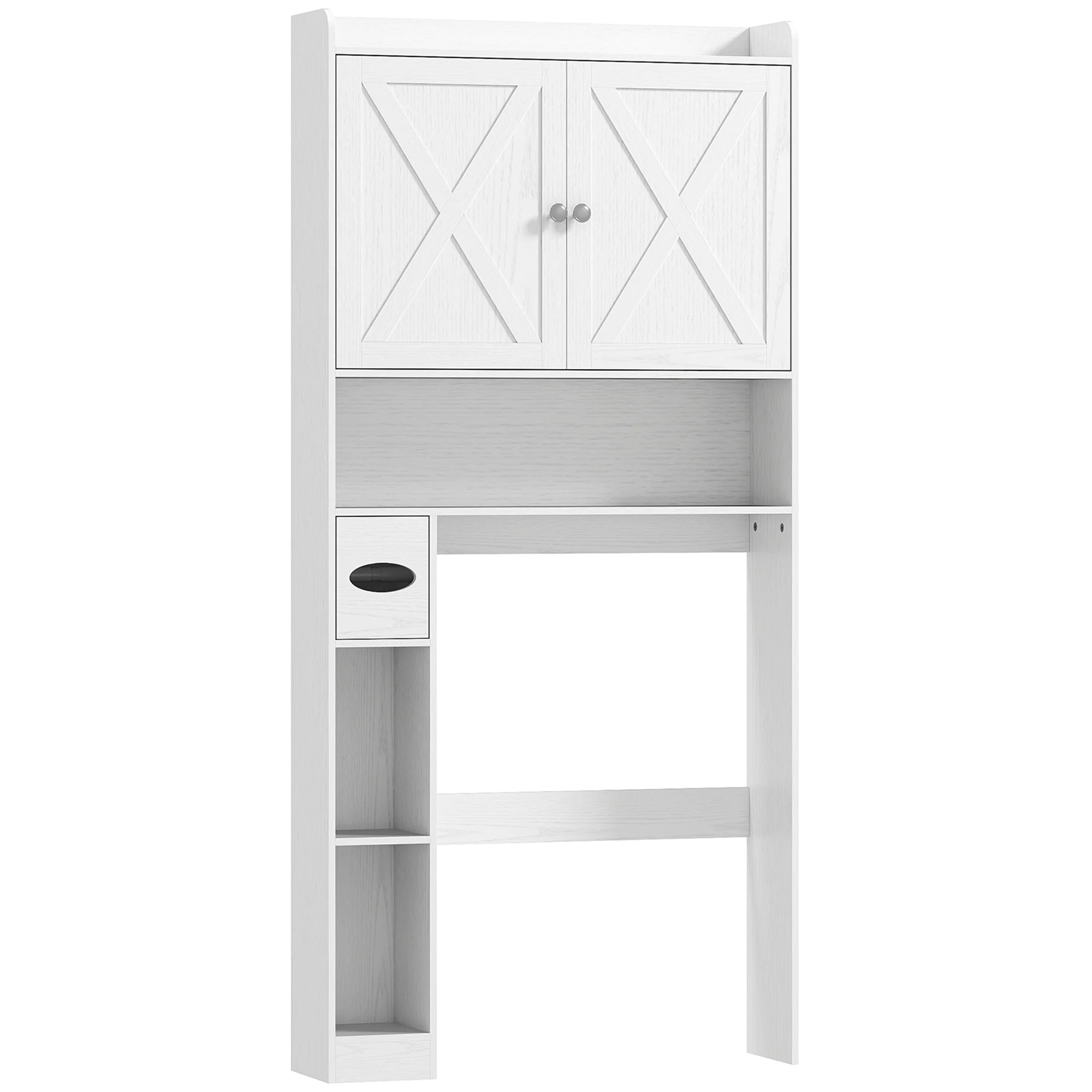 Over the Toilet Storage Cabinet with Barn Doors & Adjustable Shelf, Distressed White - Image 12