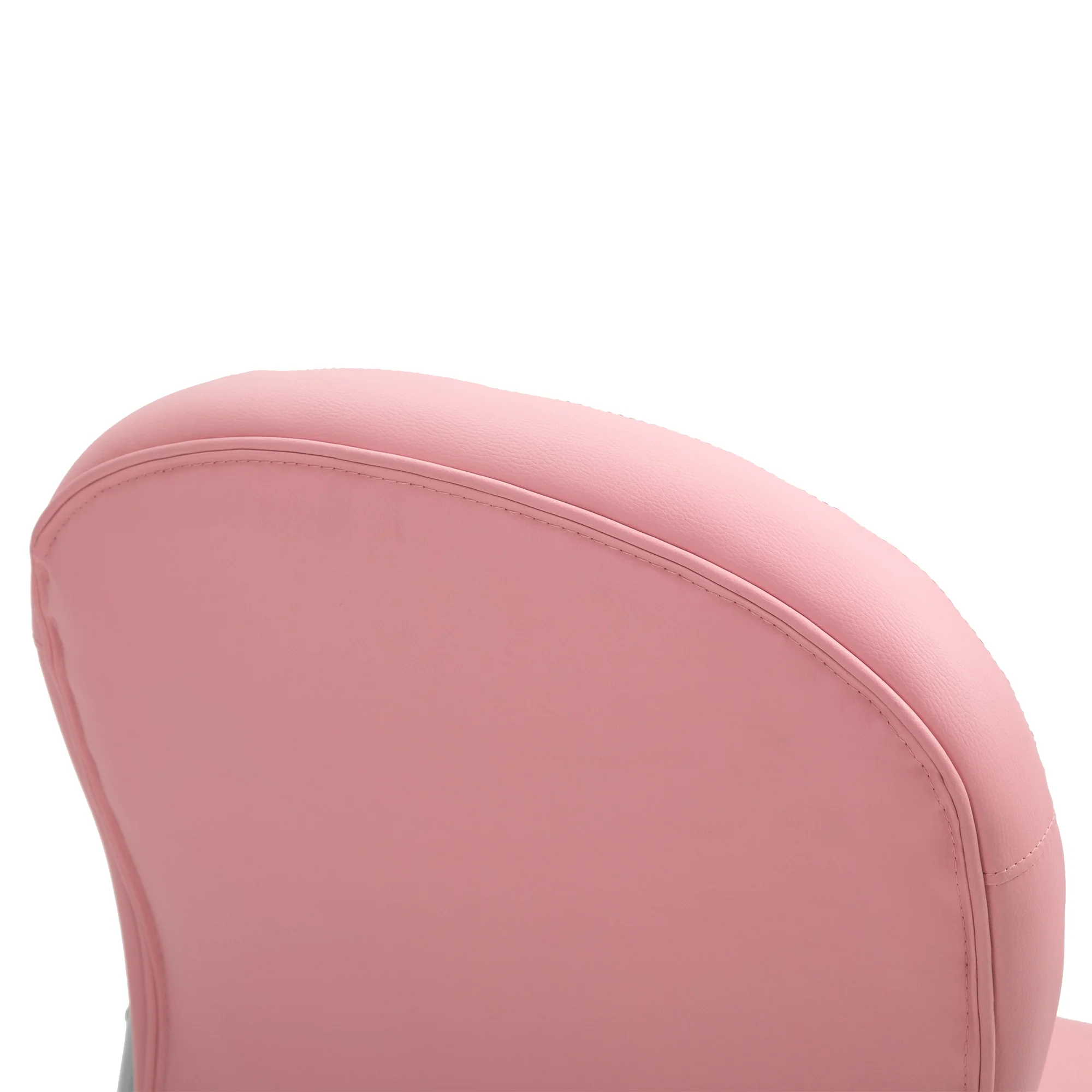 PU Leather Button Tufted Desk Chair w/ Padded Armrests & Adjustable Height, Pink - Image 10