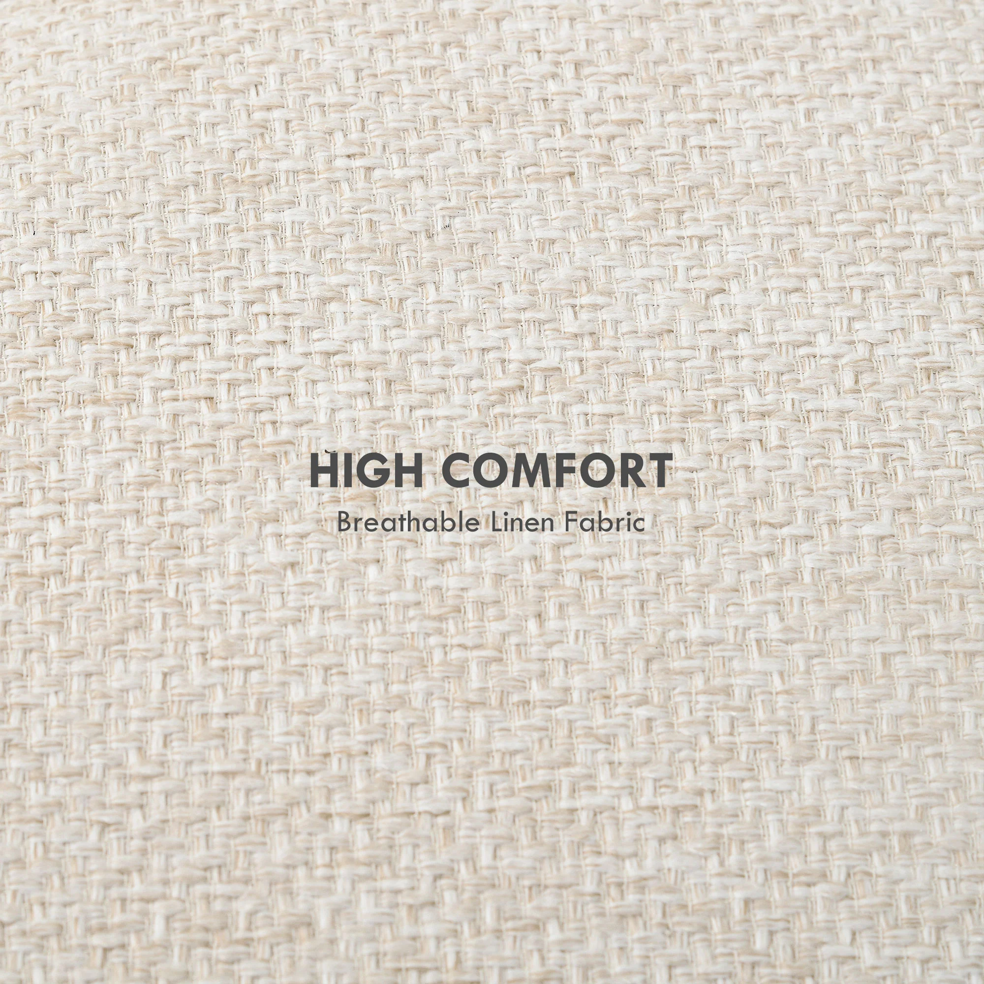 Round Ottoman Stool with Hidden Storage, Linen Fabric Upholstered Foot Stool, White - Image 7