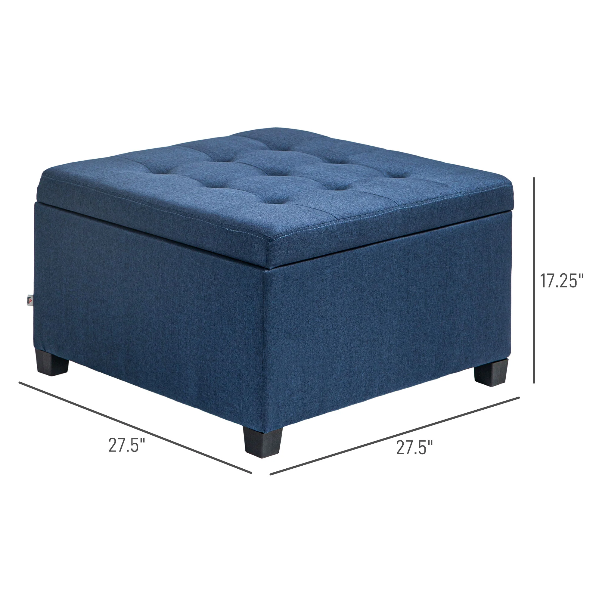 Round Storage Ottoman Bench, Button Tufted Ottoman with Flip Top for Entryway, Blue - Image 5
