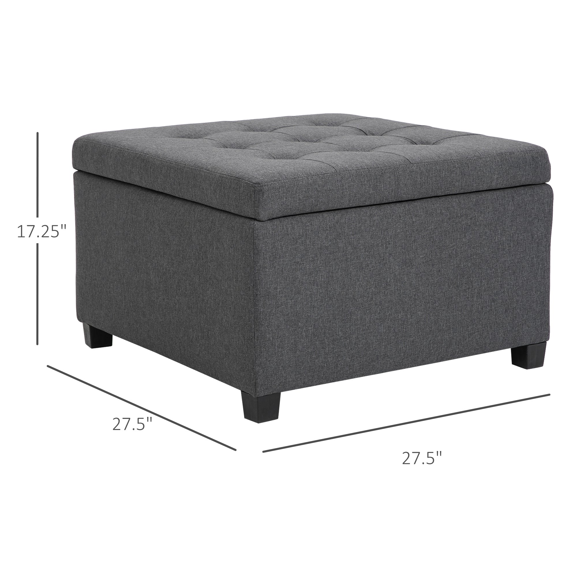 Round Storage Ottoman Bench, Button Tufted Ottoman with Flip Top for Entryway, Gray - Image 5