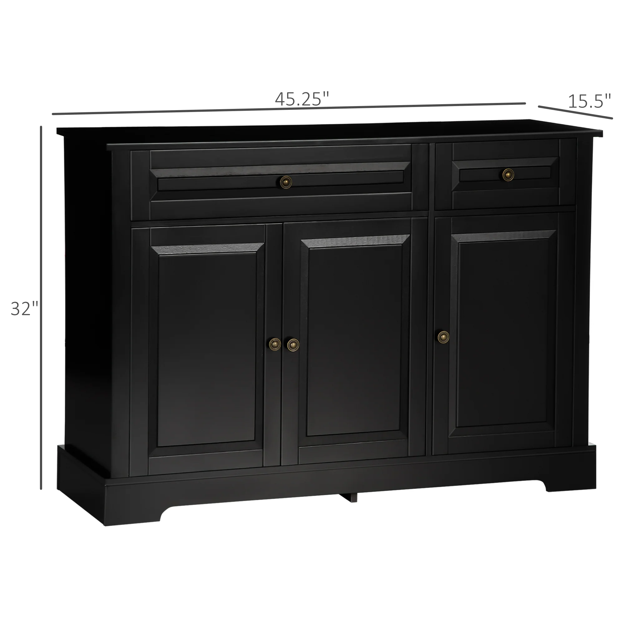 Kitchen Sideboard Buffet Cabinet with 2 Drawers and Adjustable Shelves, Black - Image 5