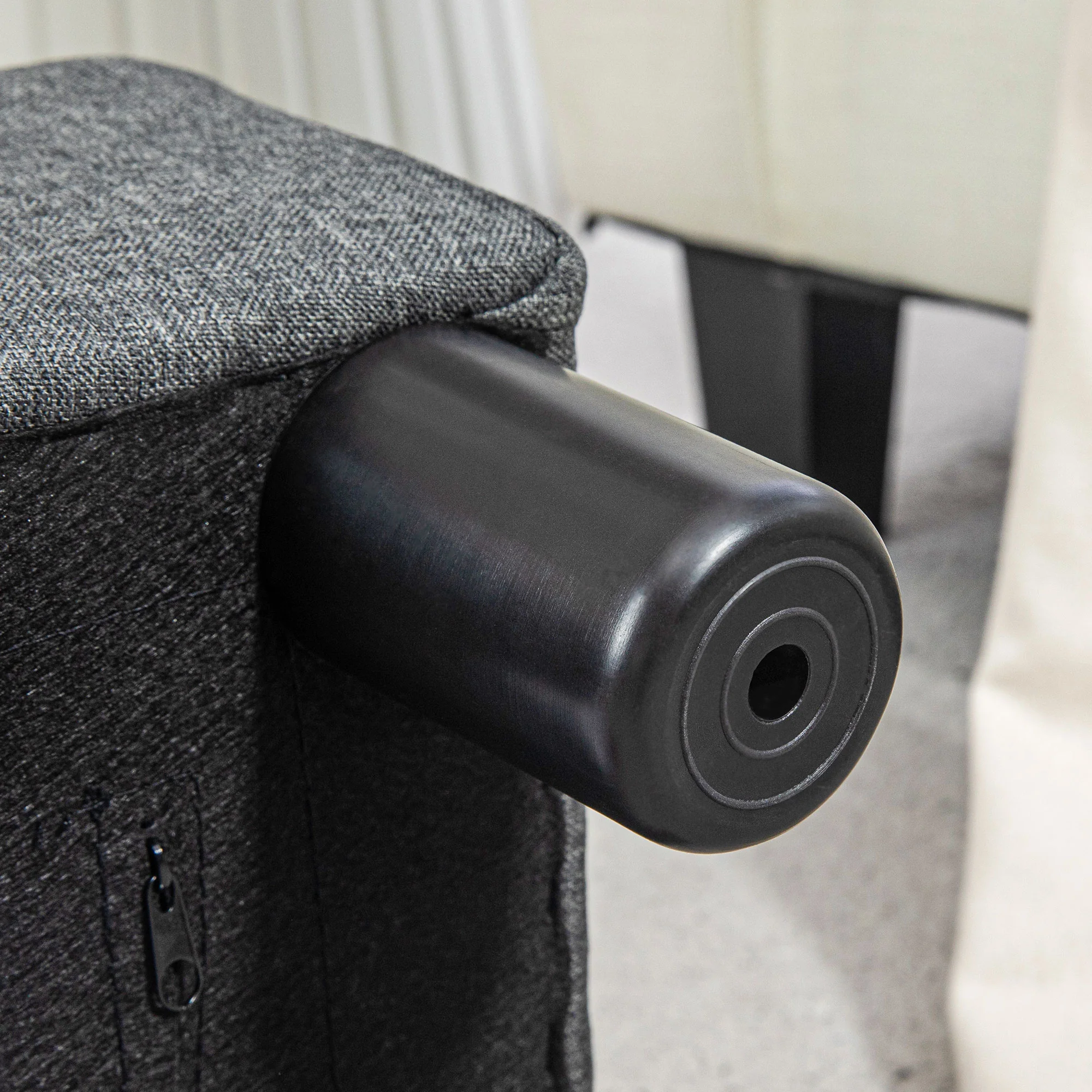 Small Ottoman Foot Rest with Linen Fabric Upholstery & Plastic Legs, Cube, Charcoal Gray - Image 11