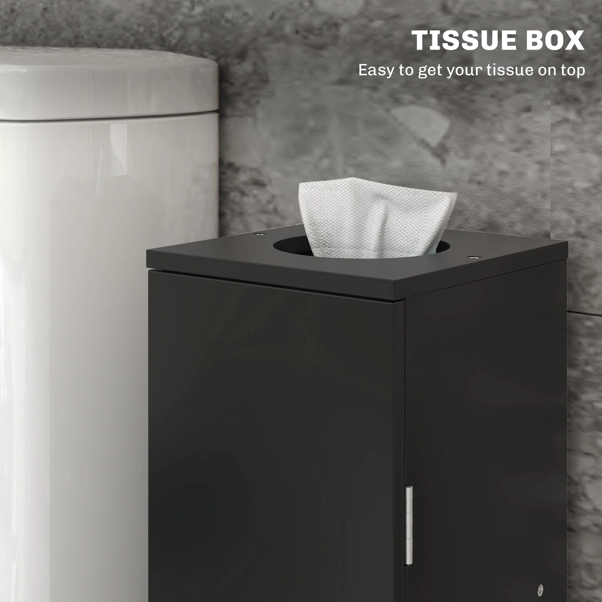 Small Toilet Paper Cabinet, Bathroom Corner Cabinet with Doors and Shelves, Black - Image 8