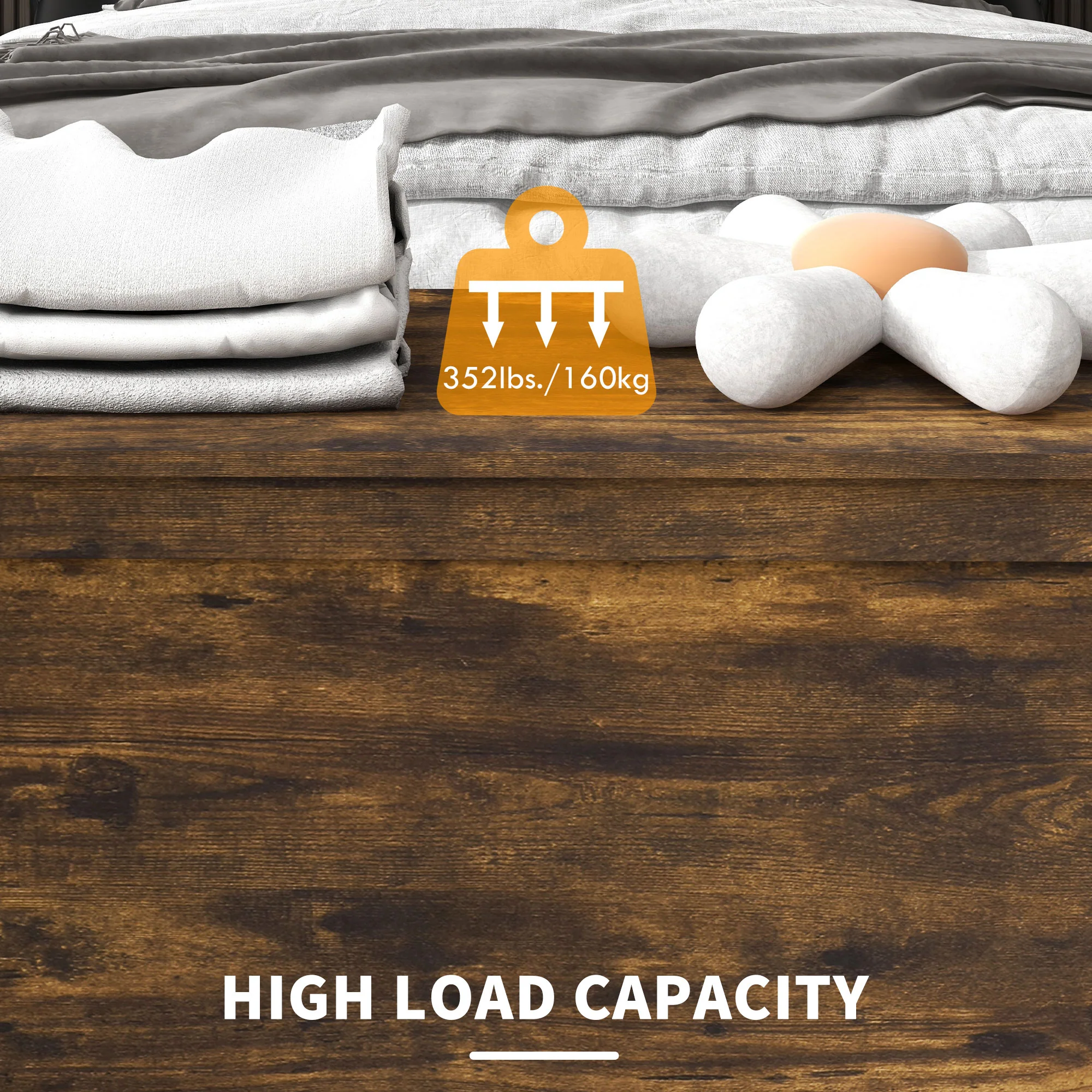 39.4" Storage Trunk w/ 2 Safety Hinges, Wooden Bench w/ Side Handles, Rustic Brown - Image 9
