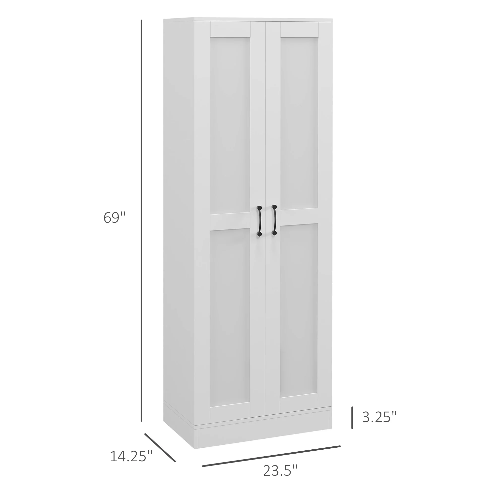 Storage Cabinet w/ Adjustable Shelves, Pantry Cupboard, White - Image 5