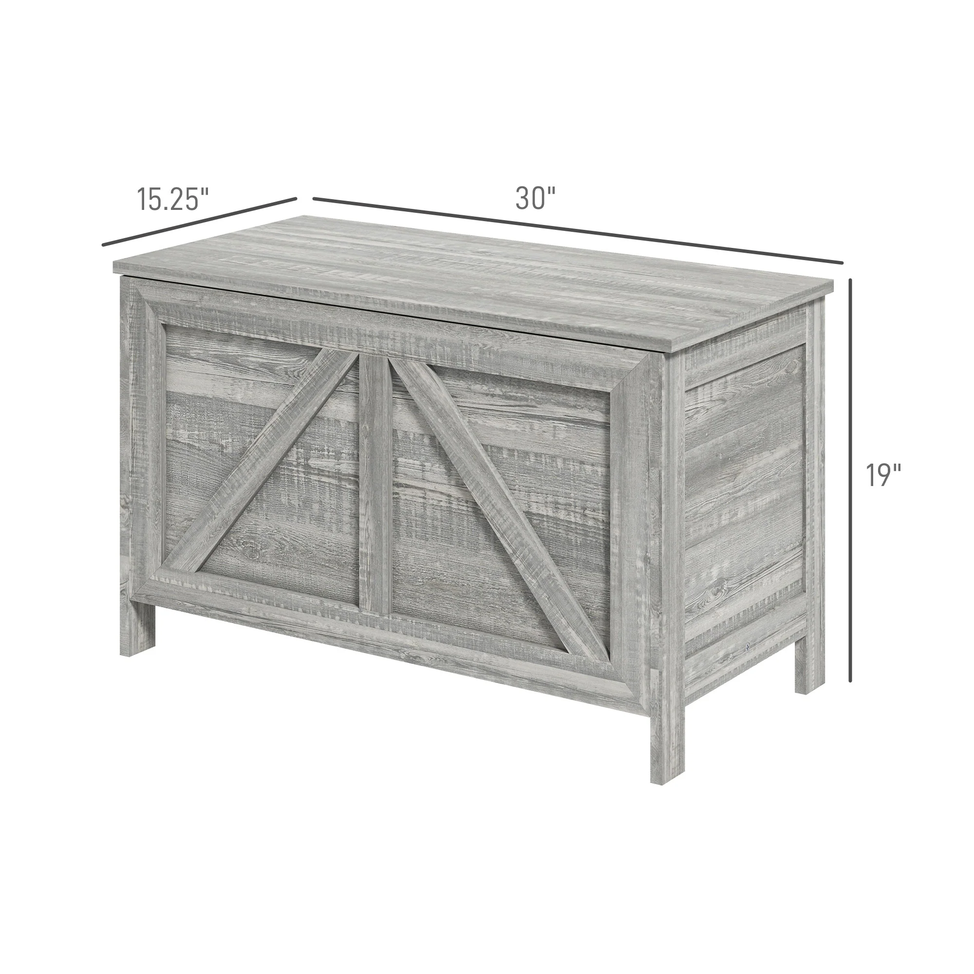 Farmhouse Lift Top Box Organizer with Safety Hinge for Bedroom, Gray Wood Grain - Image 5