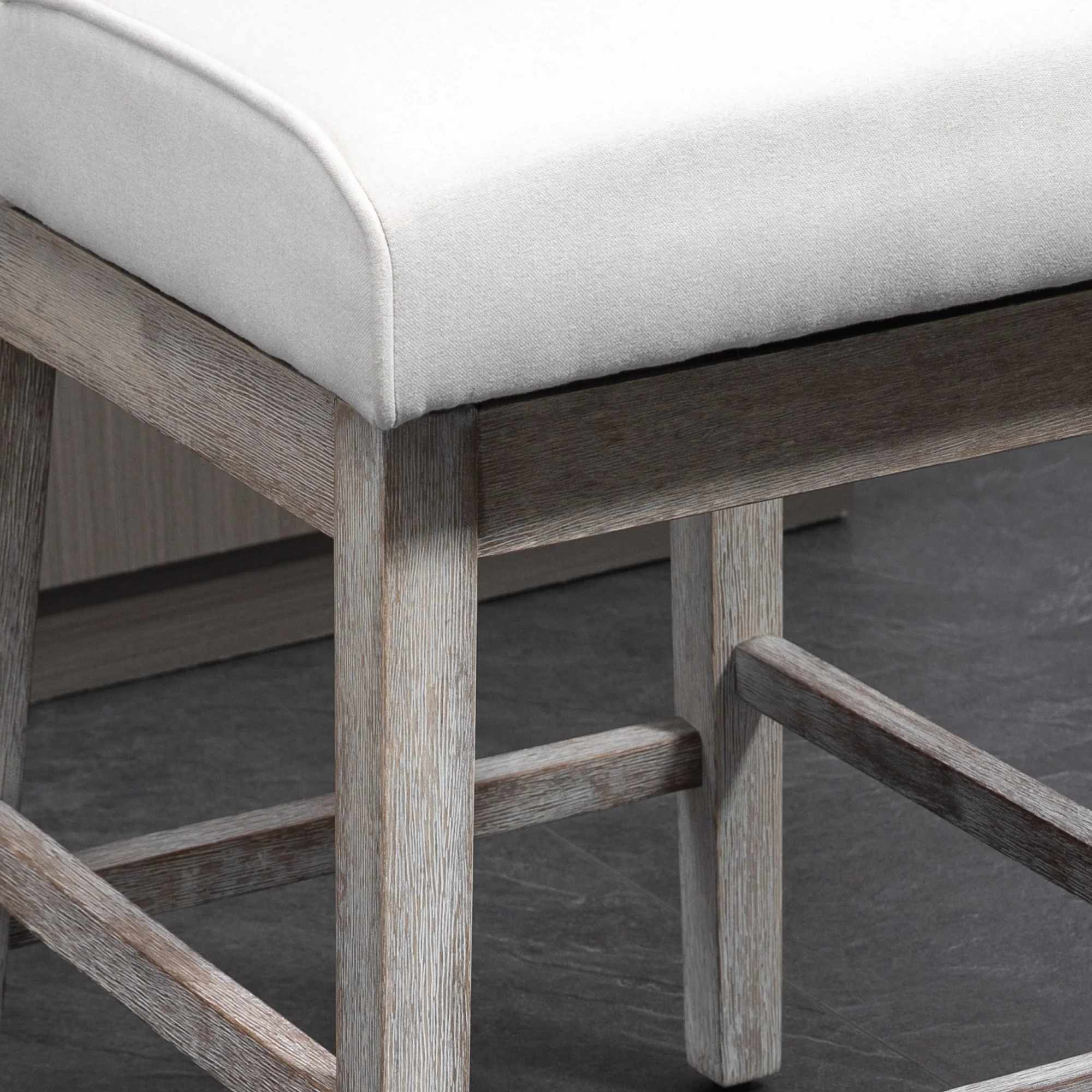 27" Counter Height Stools, Swivel, Linen Upholstery, Button Tufted, Beige - Image 11