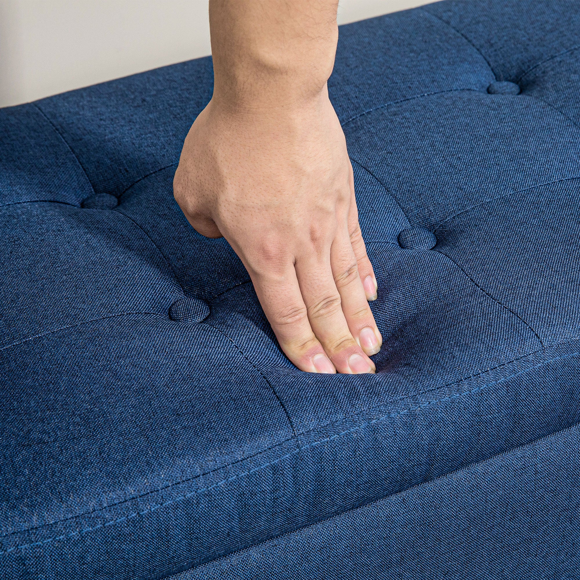 Upholstered Storage Ottoman Bench with Hidden Storage & Lift Top, Dark Blue - Image 10