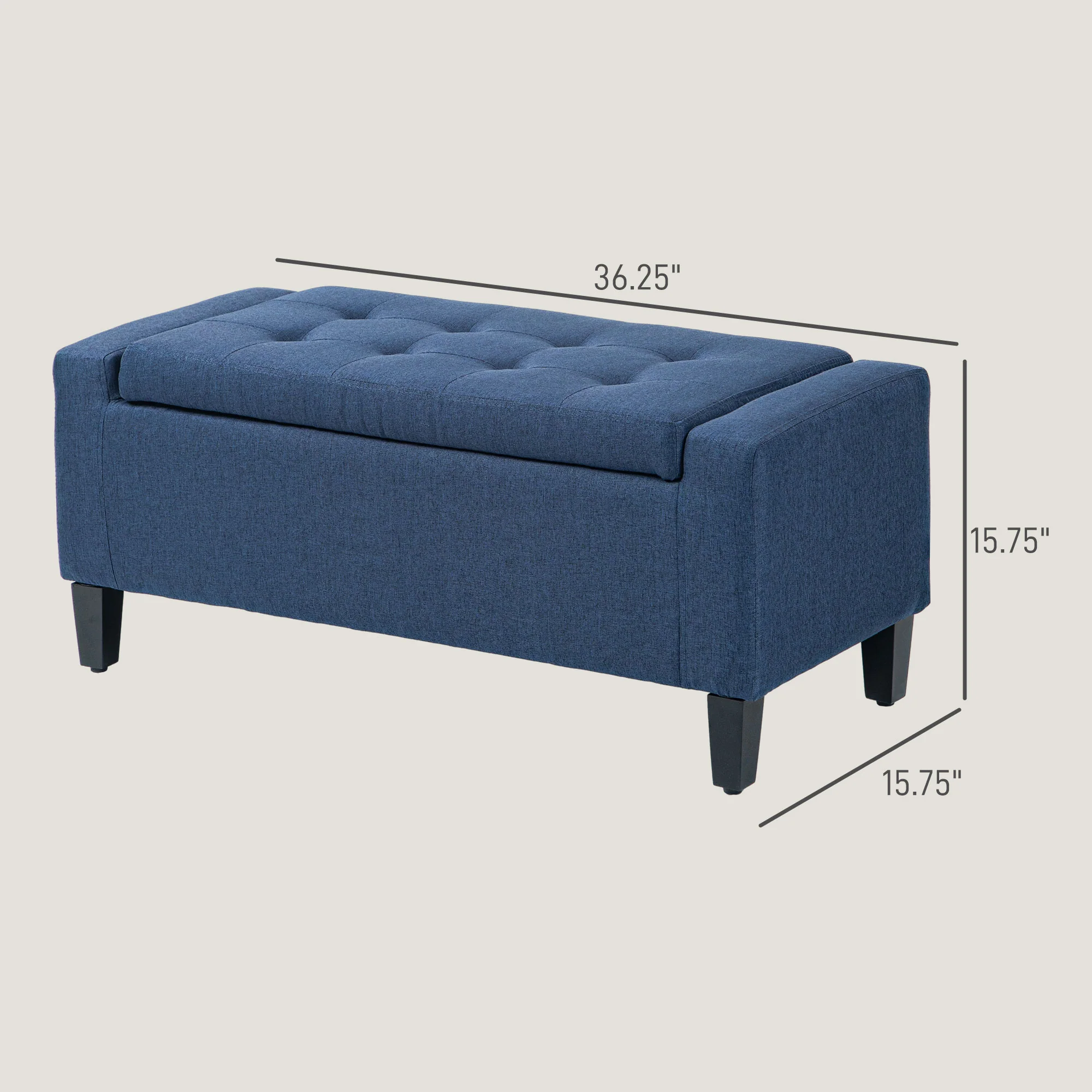 Upholstered Storage Ottoman Bench with Hidden Storage & Lift Top, Dark Blue - Image 5