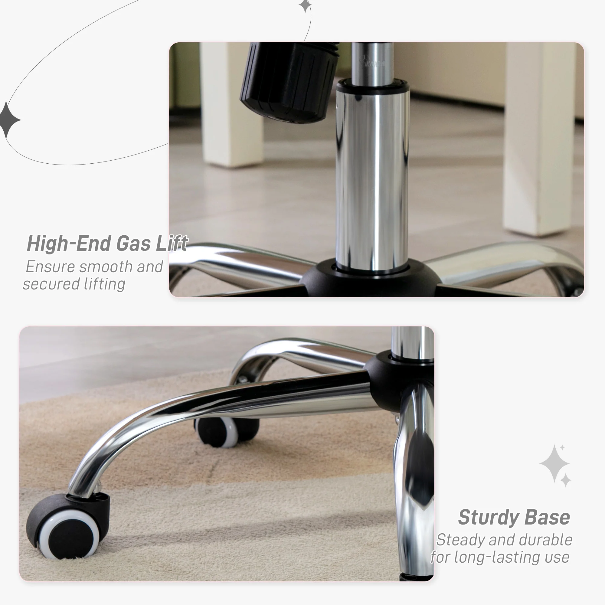 Velvet Office Chair, 360° Swivel Desk Chair with Adjustable Height & Tilt, Light Gray - Image 9