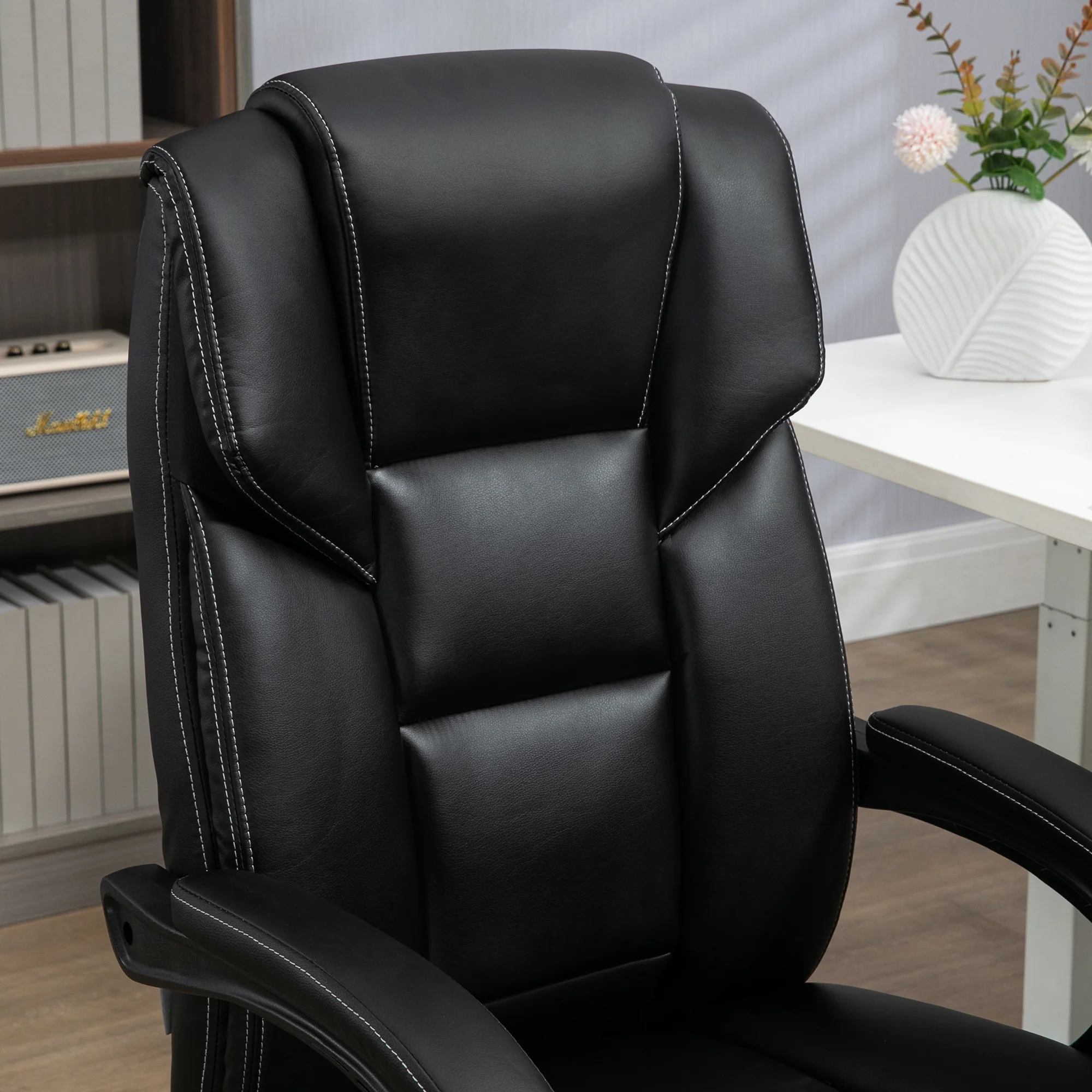6 Point Massage Office Chair w/ Heat, Reclining Back &  Adjustable Height, Black - Image 11