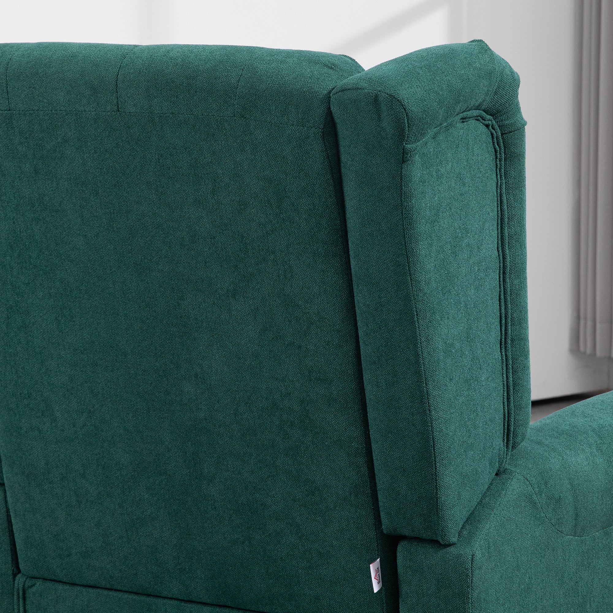 Mid-Century Accent Chair w/ High Wingback, Button-Tufted Fabric & Retro Wood Legs, Dark Green - Image 10
