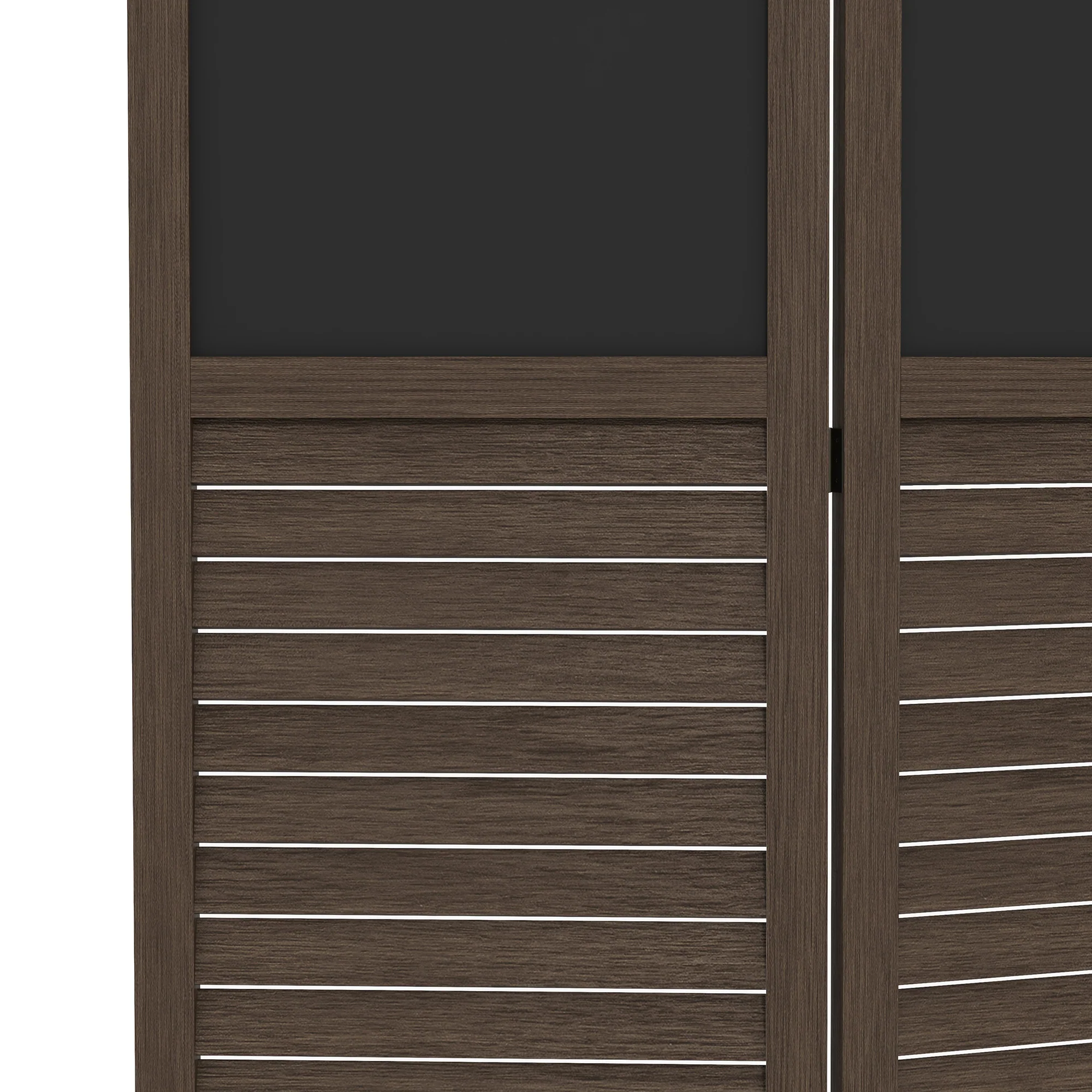 5.5' Wooden Room Divider, 4 Panel Folding Privacy Screen, Blackboard, Walnut Brown - Image 11