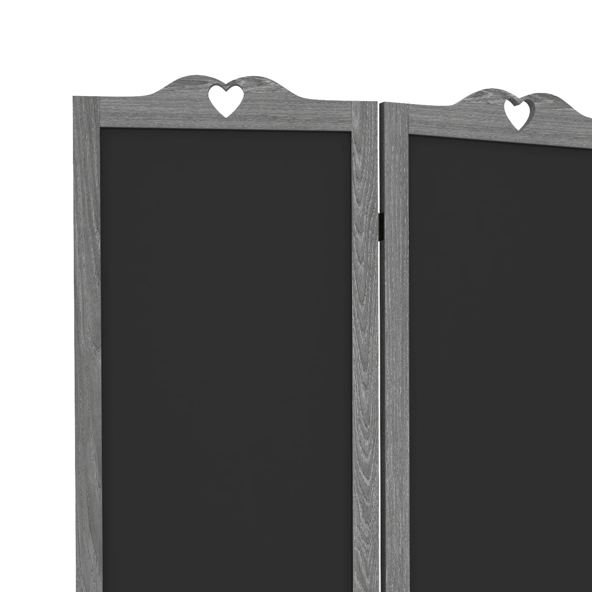 5.5' Wooden Room Divider, 4 Panel Folding Privacy Screen, Blackboard, Gray - Image 10