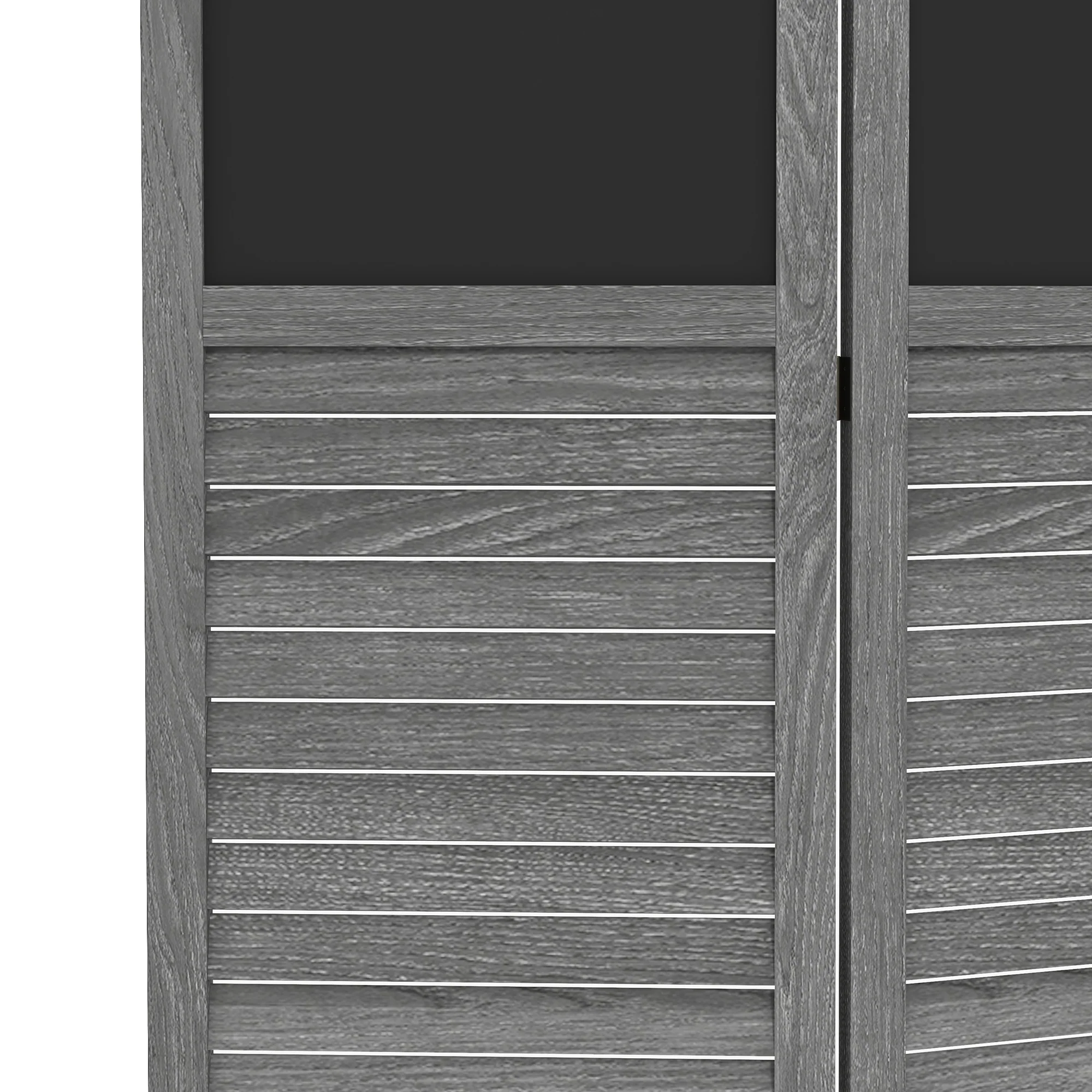 5.5' Wooden Room Divider, 4 Panel Folding Privacy Screen, Blackboard, Gray - Image 11