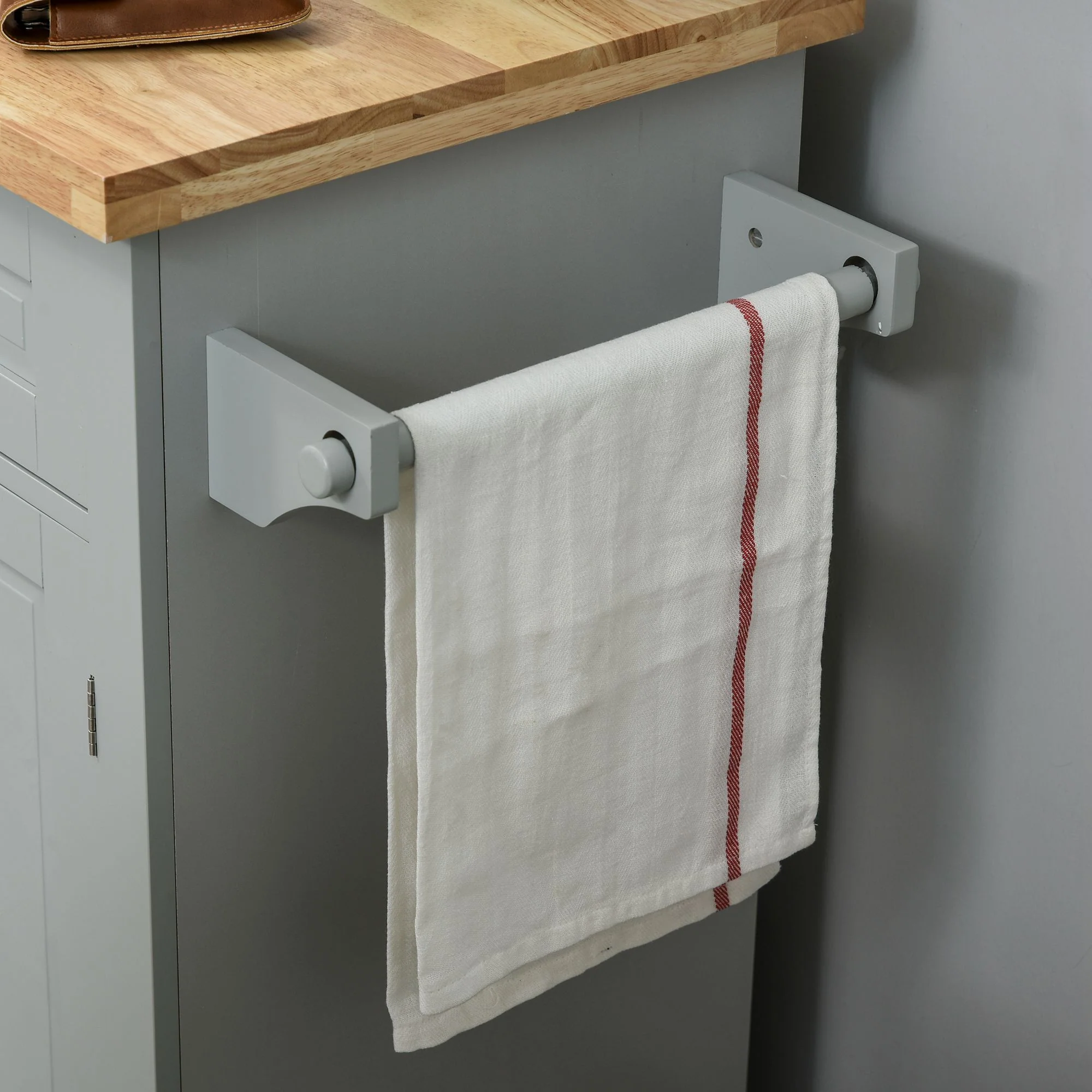 GlideSpace 44"W Butcher Block Cart, Movable Kitchen Island with Cabinets, Grey - Image 14