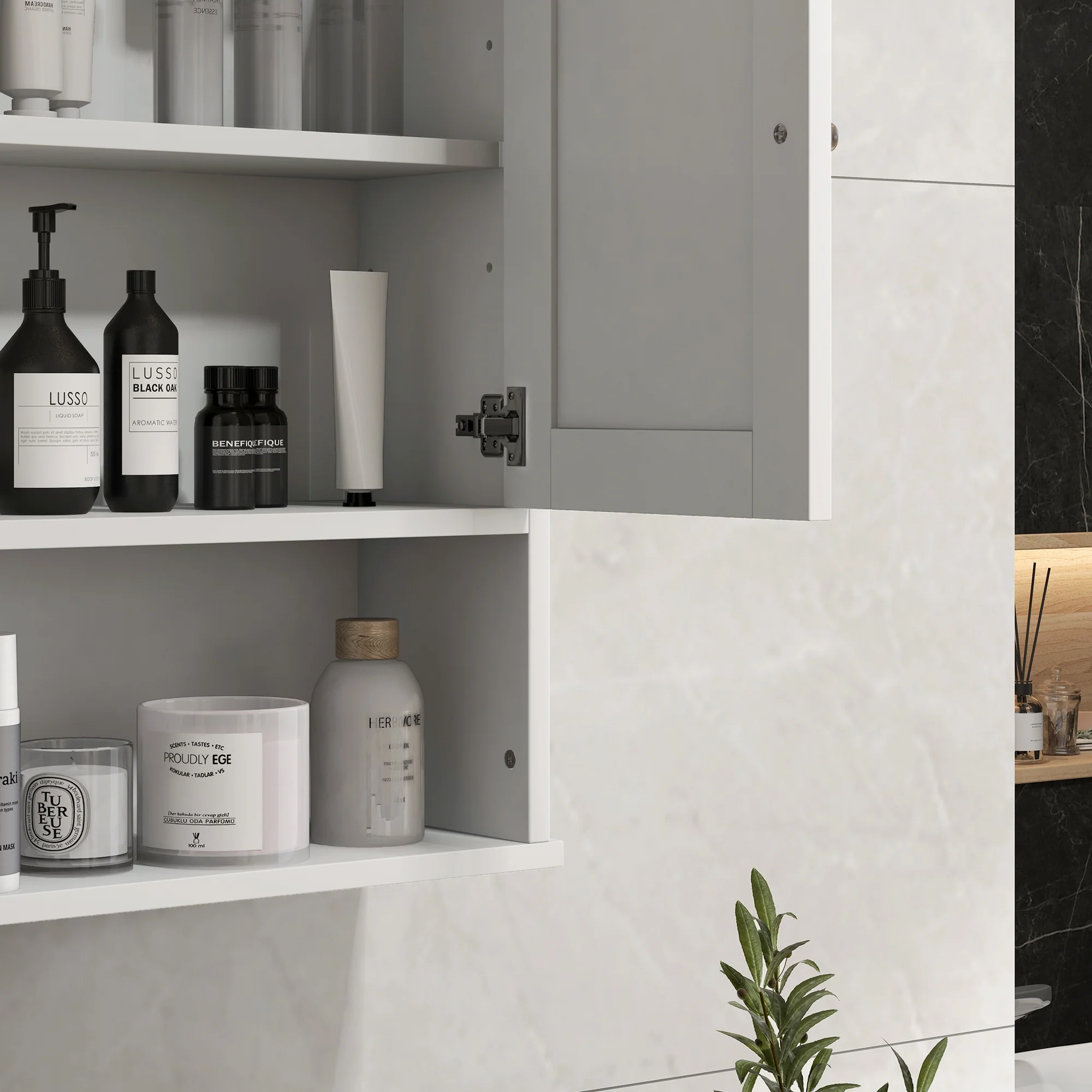 Farmhouse Bathroom Medicine Cabinet with Barn Doors and Adjustable Shelf, White - Image 11