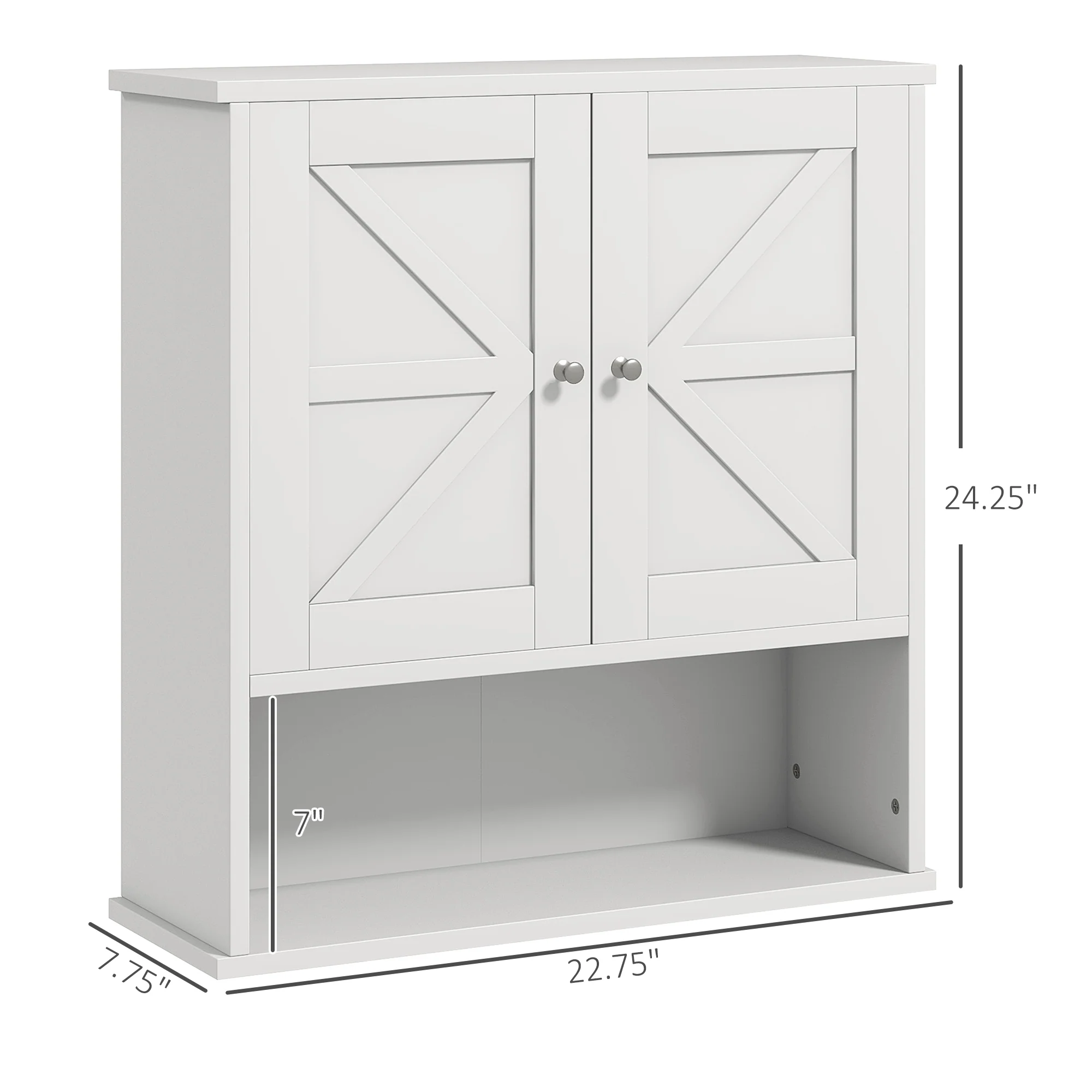 Farmhouse Bathroom Medicine Cabinet with Barn Doors and Adjustable Shelf, White - Image 5