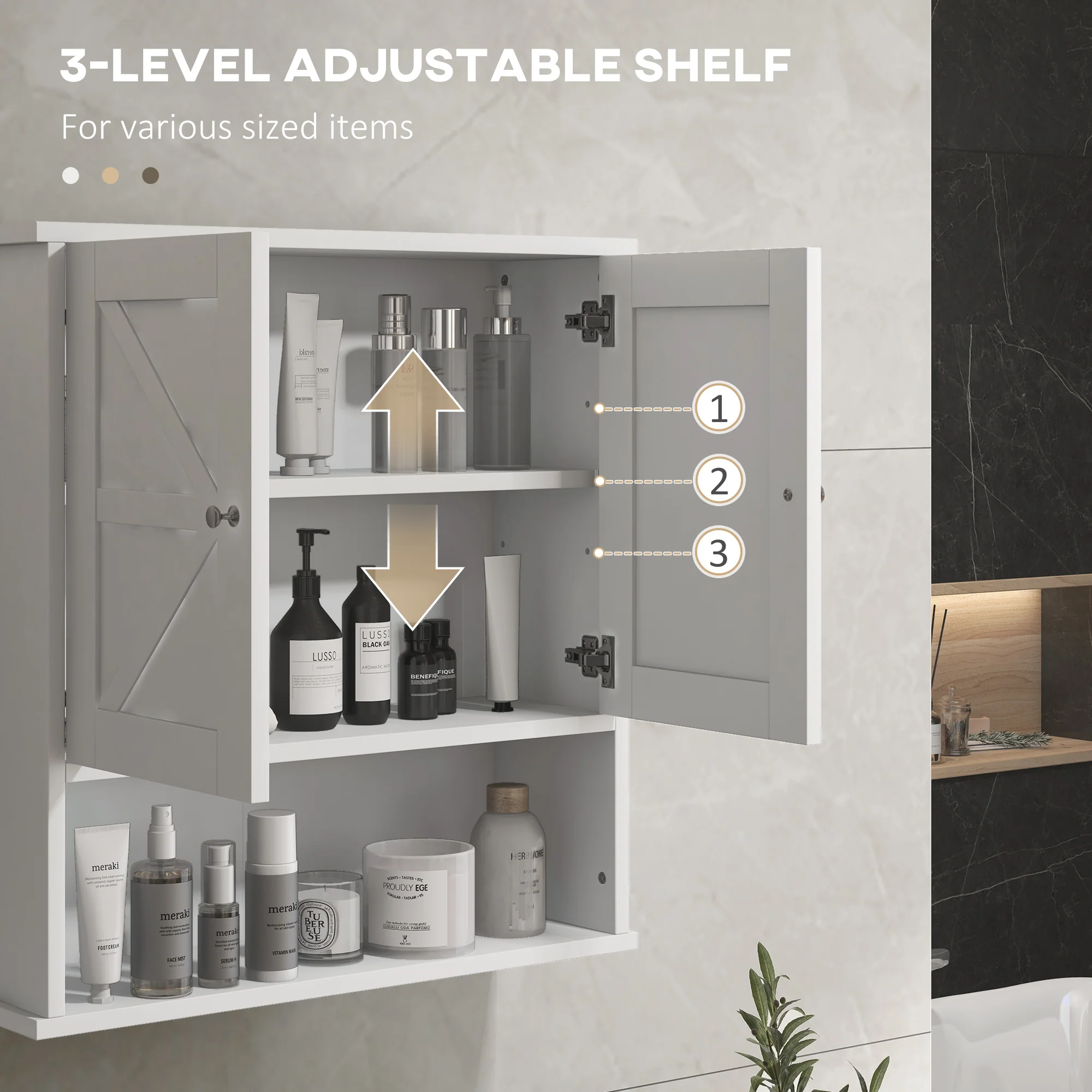 Farmhouse Bathroom Medicine Cabinet with Barn Doors and Adjustable Shelf, White - Image 8