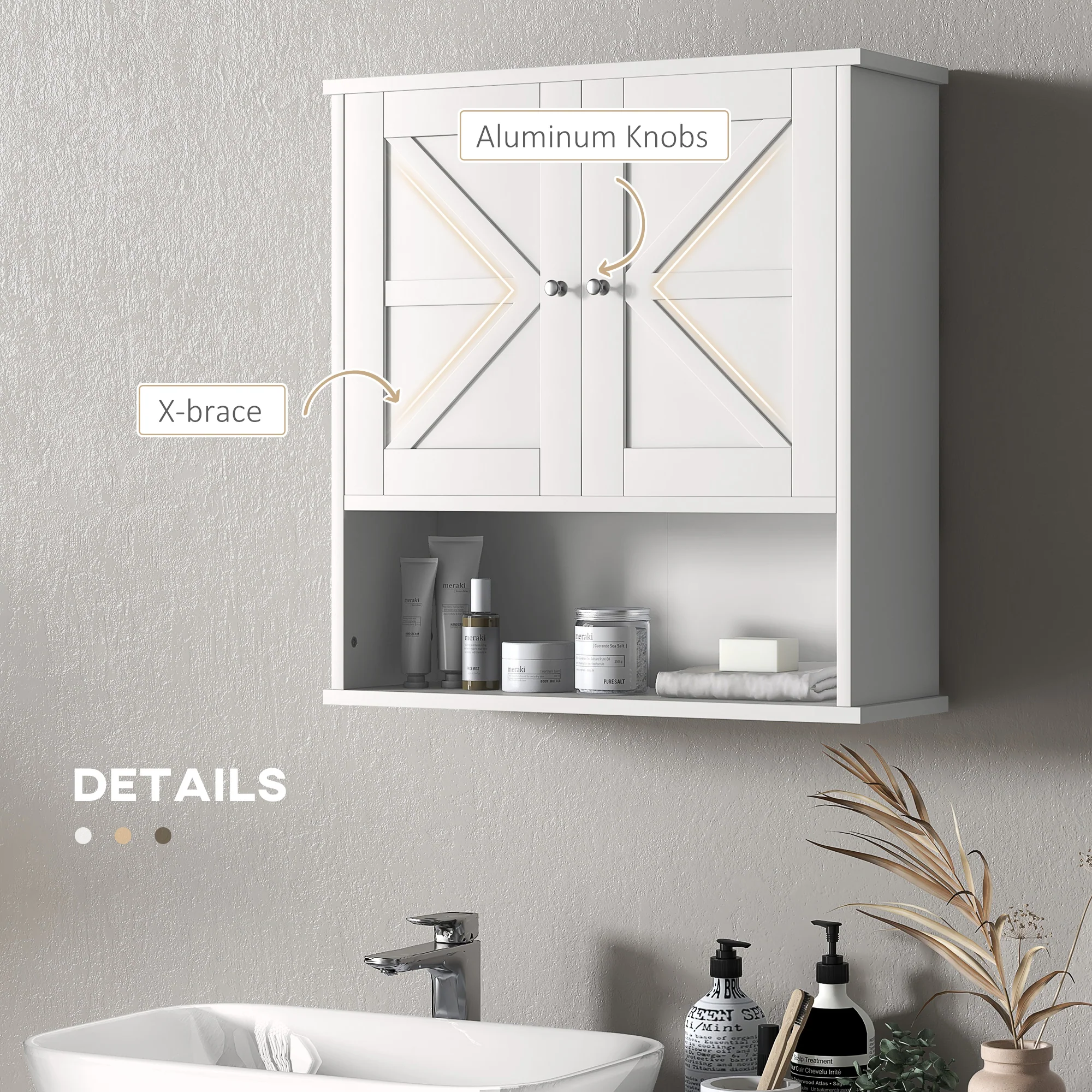 Farmhouse Bathroom Medicine Cabinet with Barn Doors and Adjustable Shelf, White - Image 9