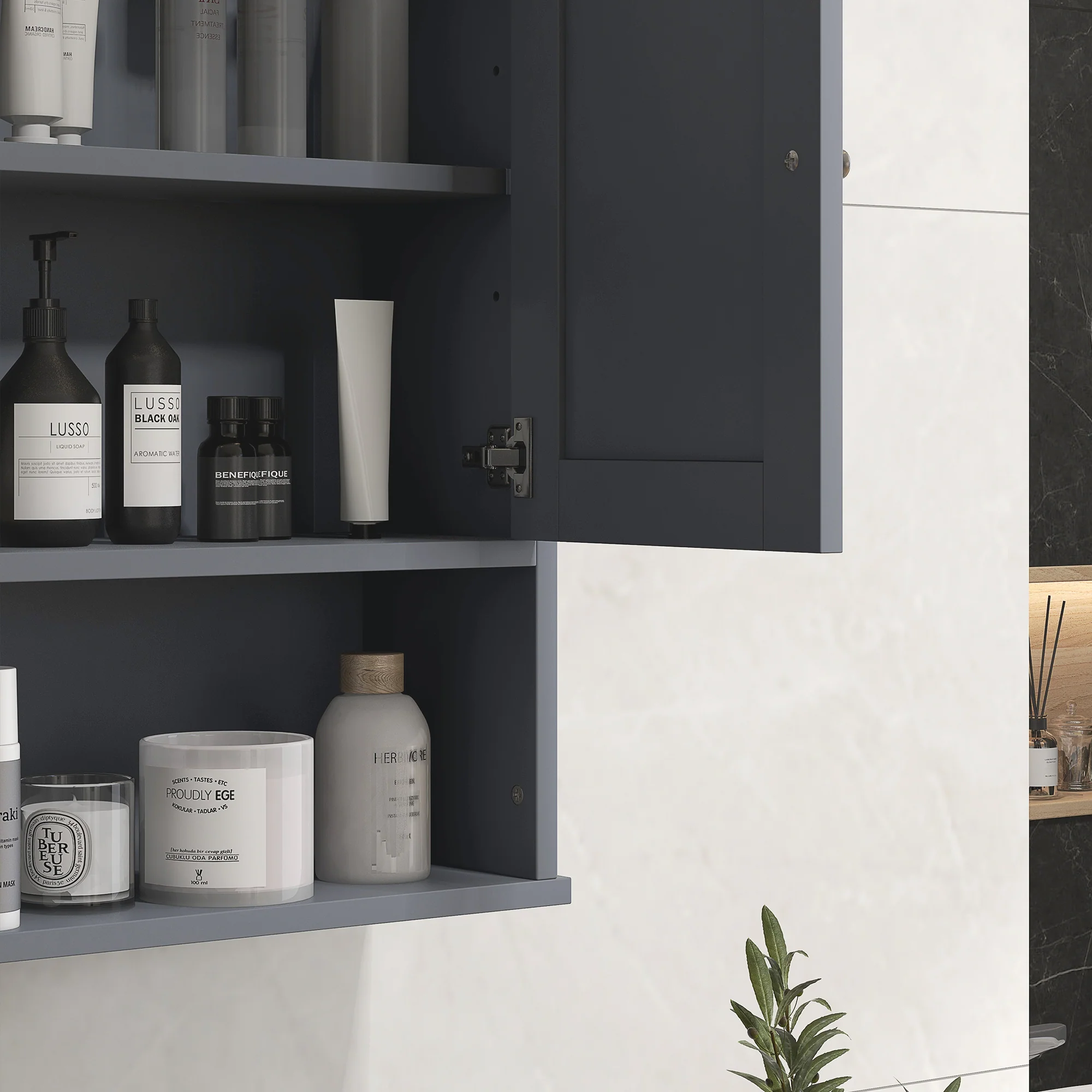 Farmhouse Bathroom Medicine Cabinet with Barn Doors and Adjustable Shelf, Gray - Image 11