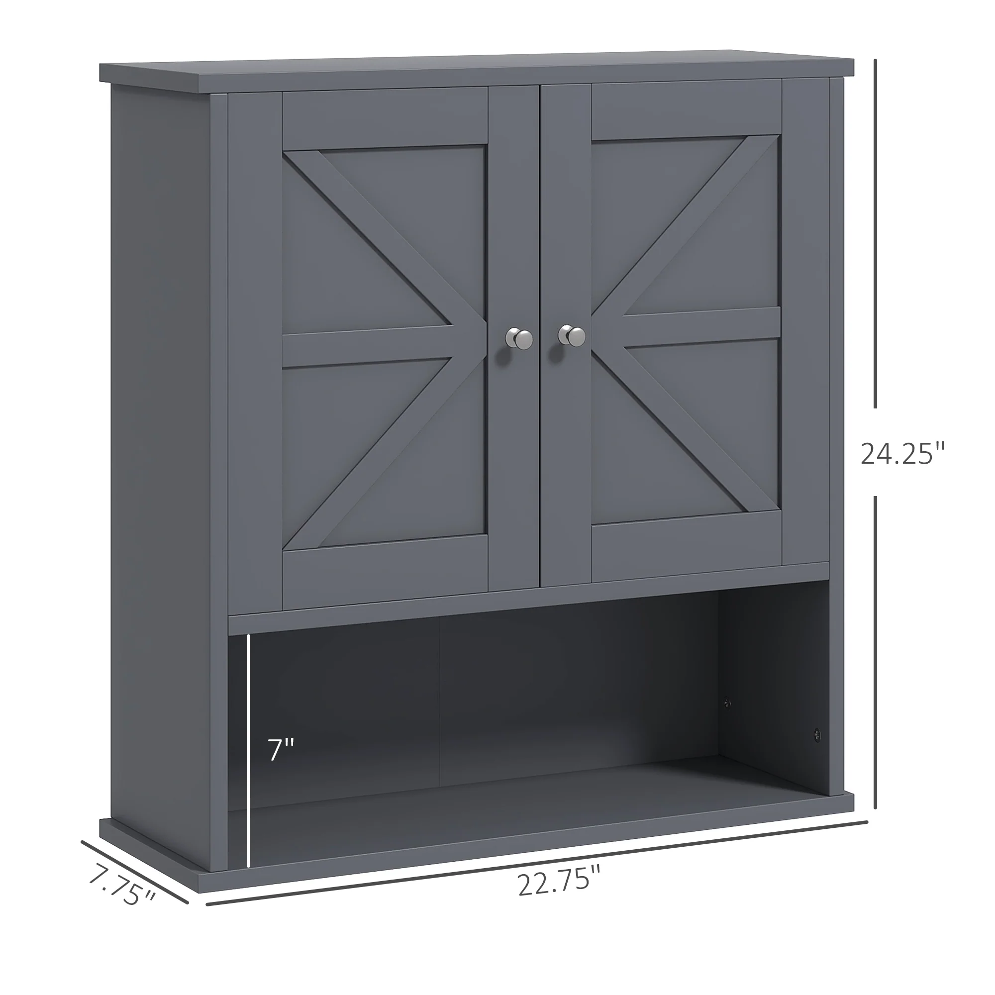 Farmhouse Bathroom Medicine Cabinet with Barn Doors and Adjustable Shelf, Gray - Image 5