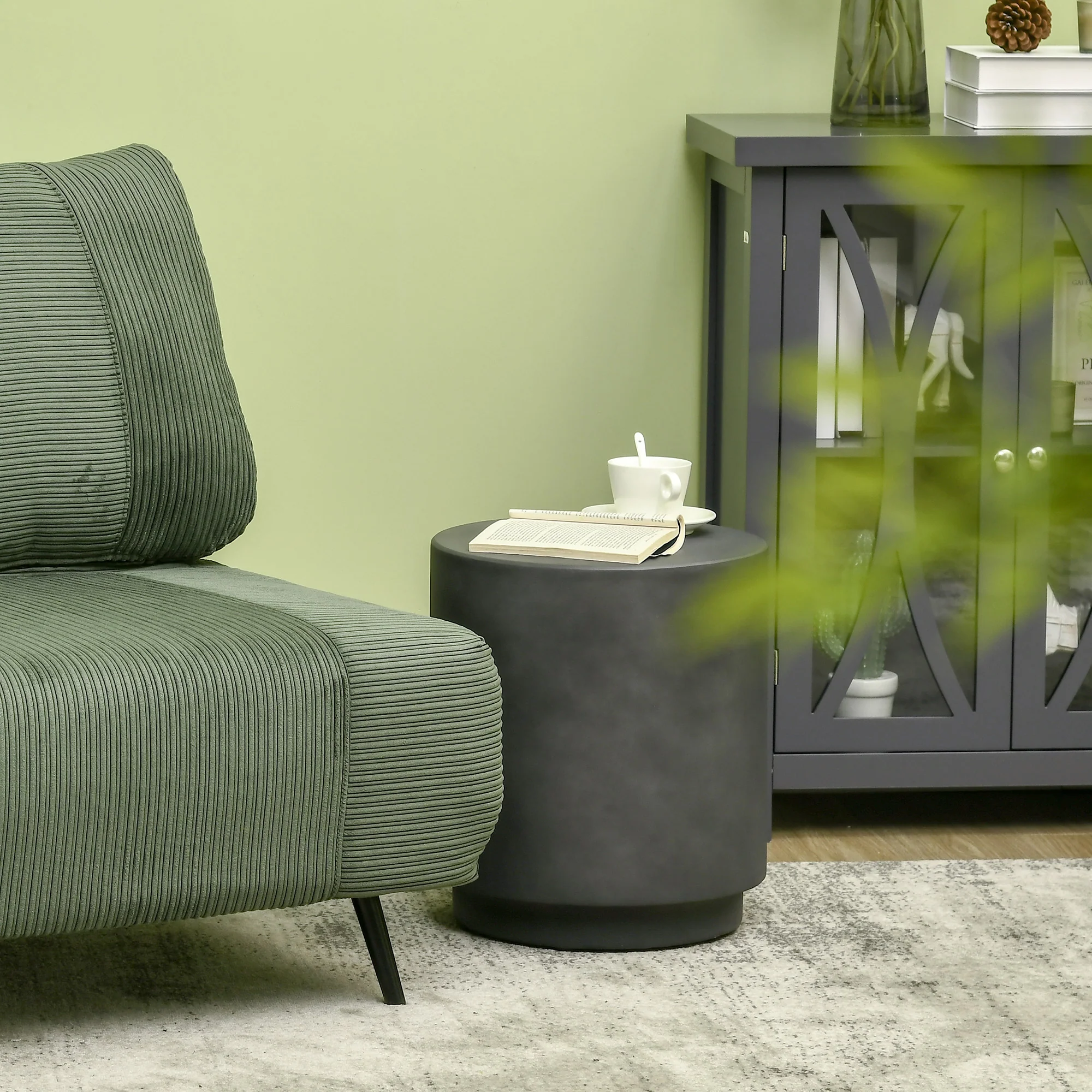 Lightweight Accent Table with Concrete Finish Round Side Table - Image 4