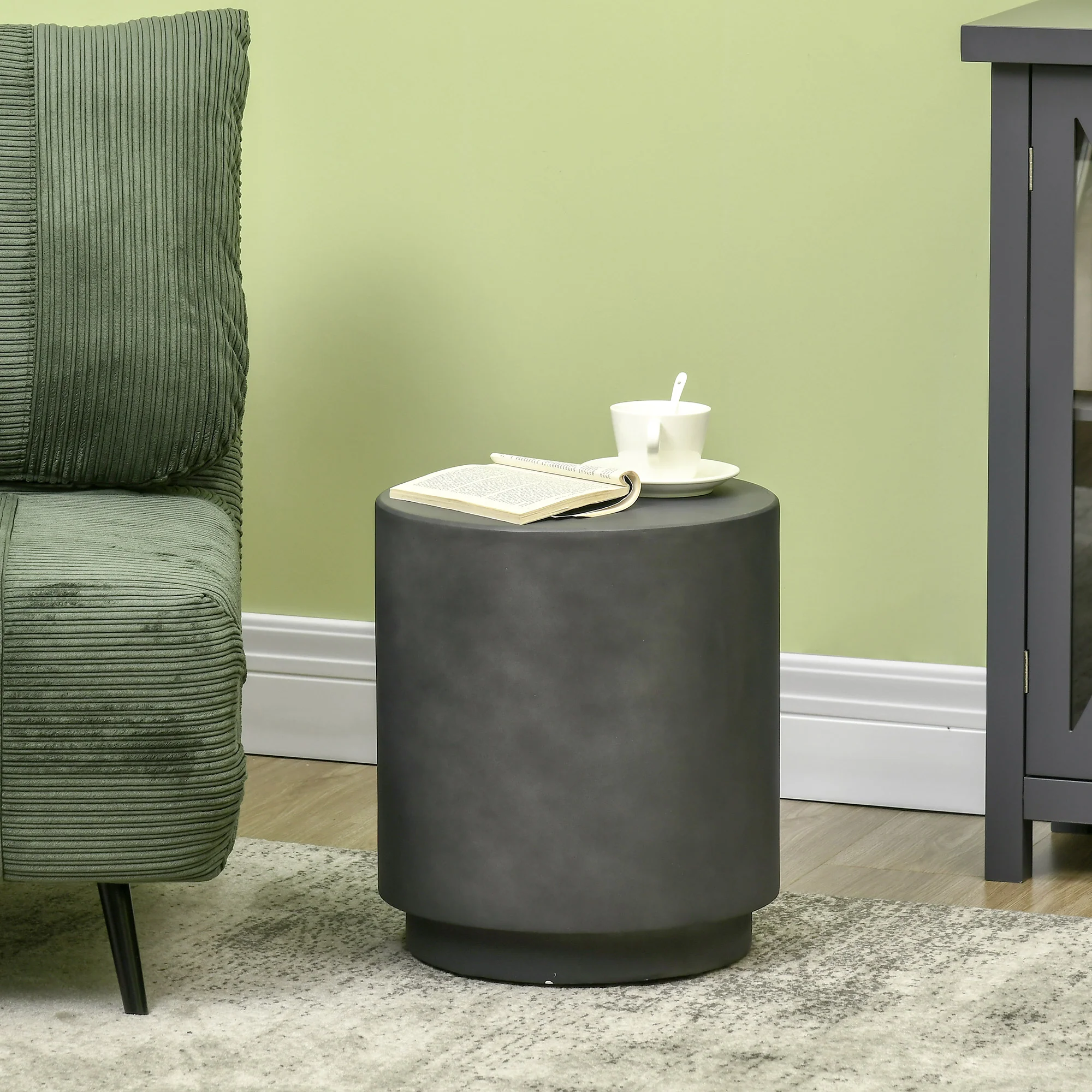 Lightweight Accent Table with Concrete Finish Round Side Table - Image 6