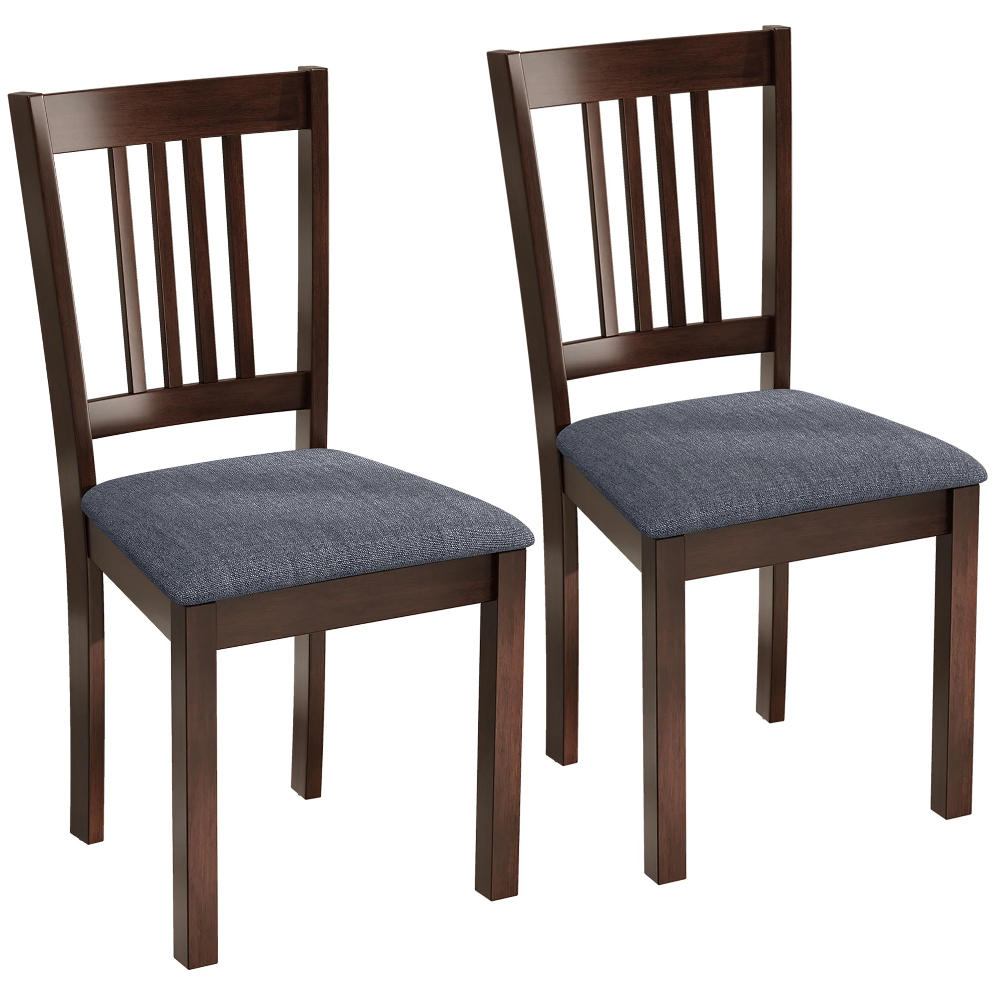 Set of 2 Modern Upholstered Dining Chairs with Linen Fabric and Rubberwood Legs in Gray - Image 12