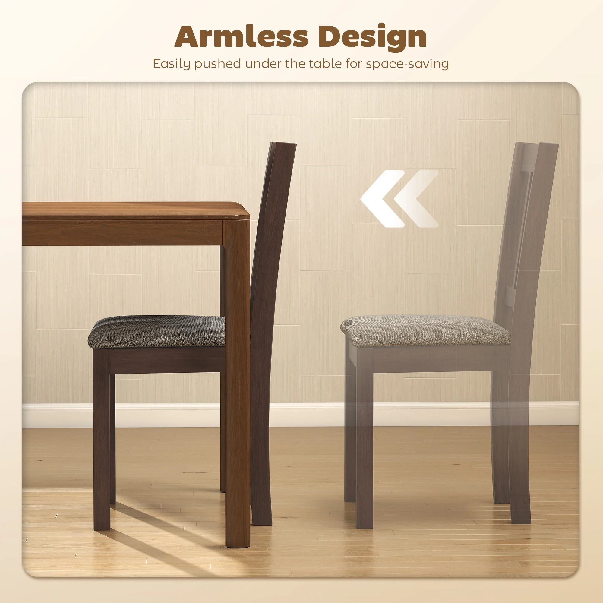 Set of 2 Modern Upholstered Dining Chairs with Linen Fabric and Rubberwood Legs in Gray - Image 8