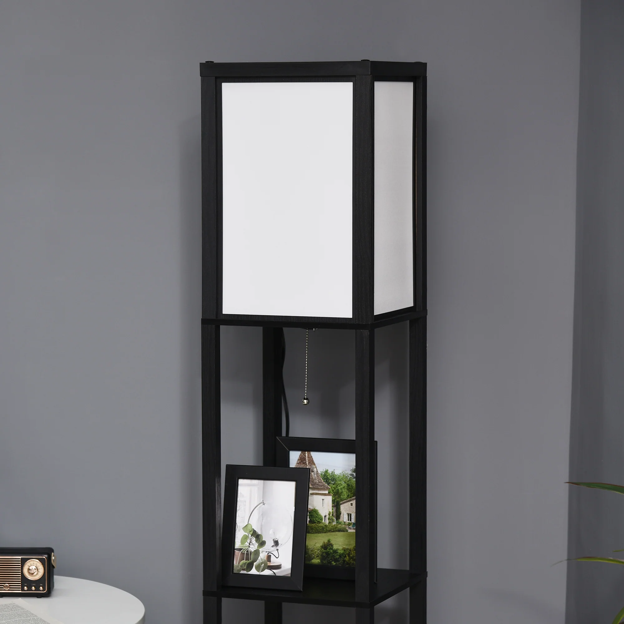 Modern Shelf Floor Lamp with Dual Ambient Light Standing Lamp Black - Image 10