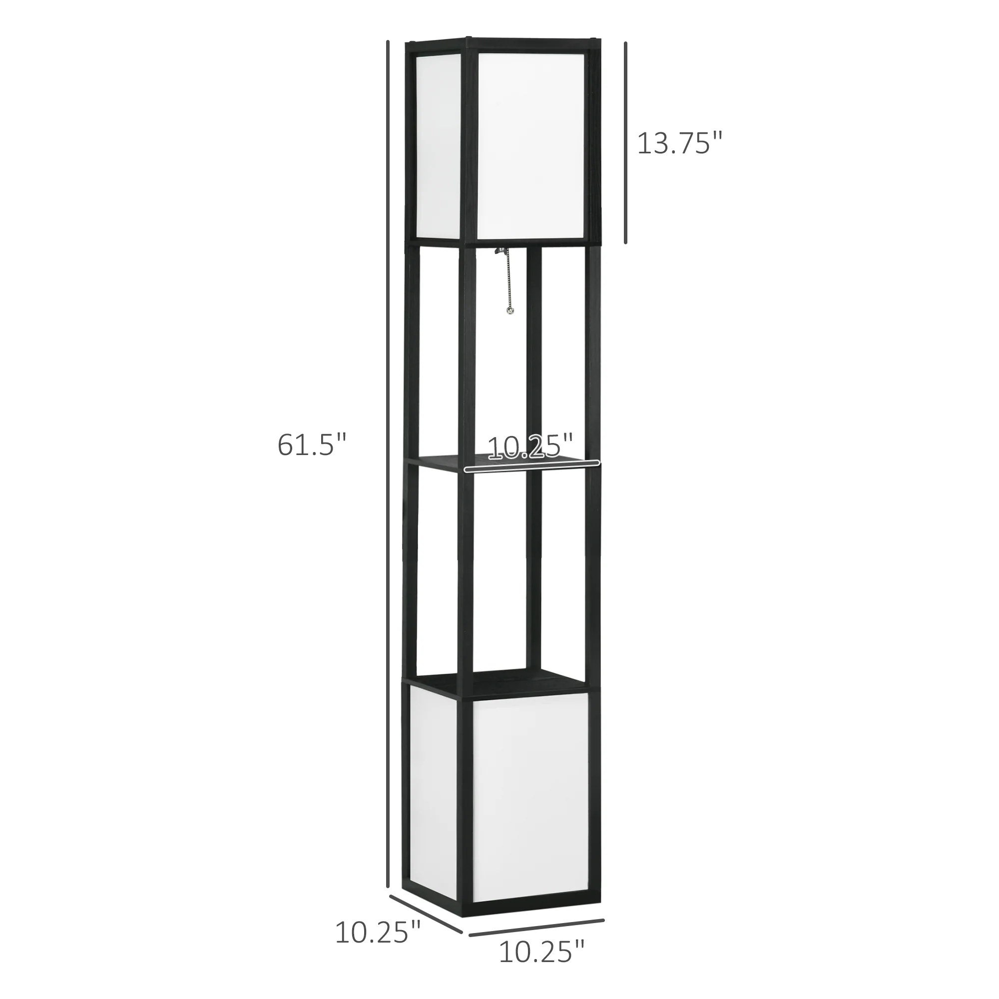 Modern Shelf Floor Lamp with Dual Ambient Light Standing Lamp Black - Image 5
