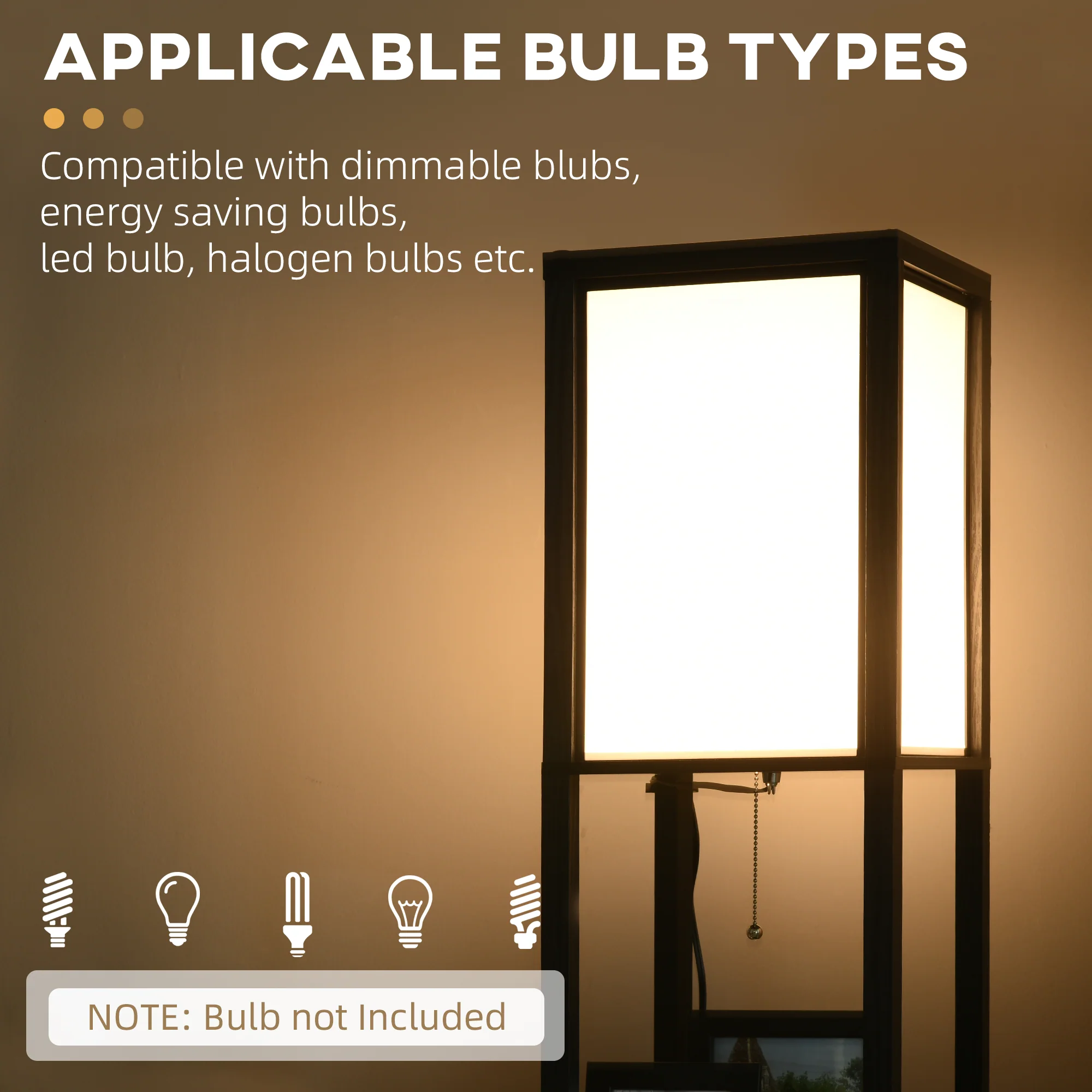 Modern Shelf Floor Lamp with Dual Ambient Light Standing Lamp Black - Image 8