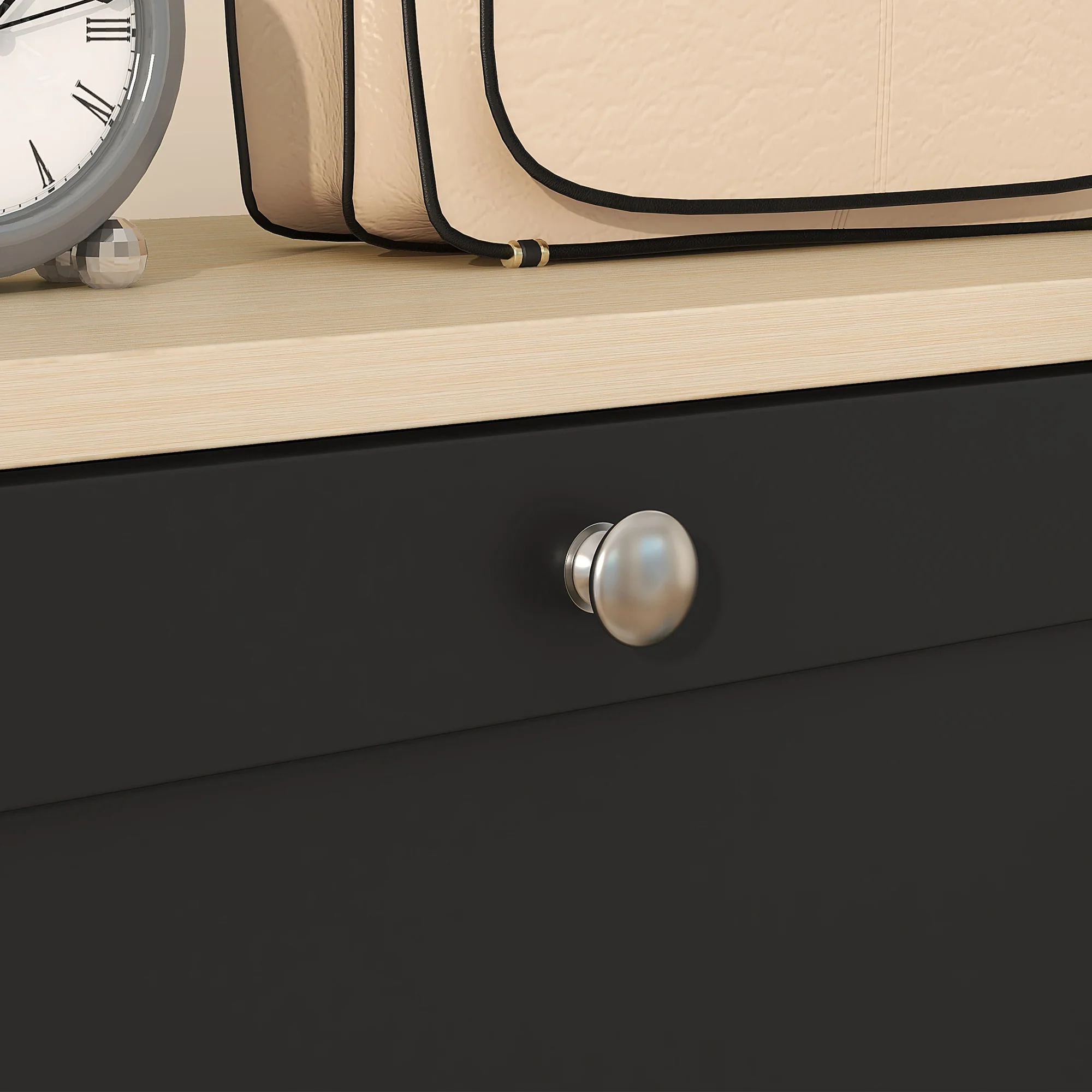 Modern Shoe Storage Cabinet with 3 Flip Drawers for 18 Pairs Black - Image 11