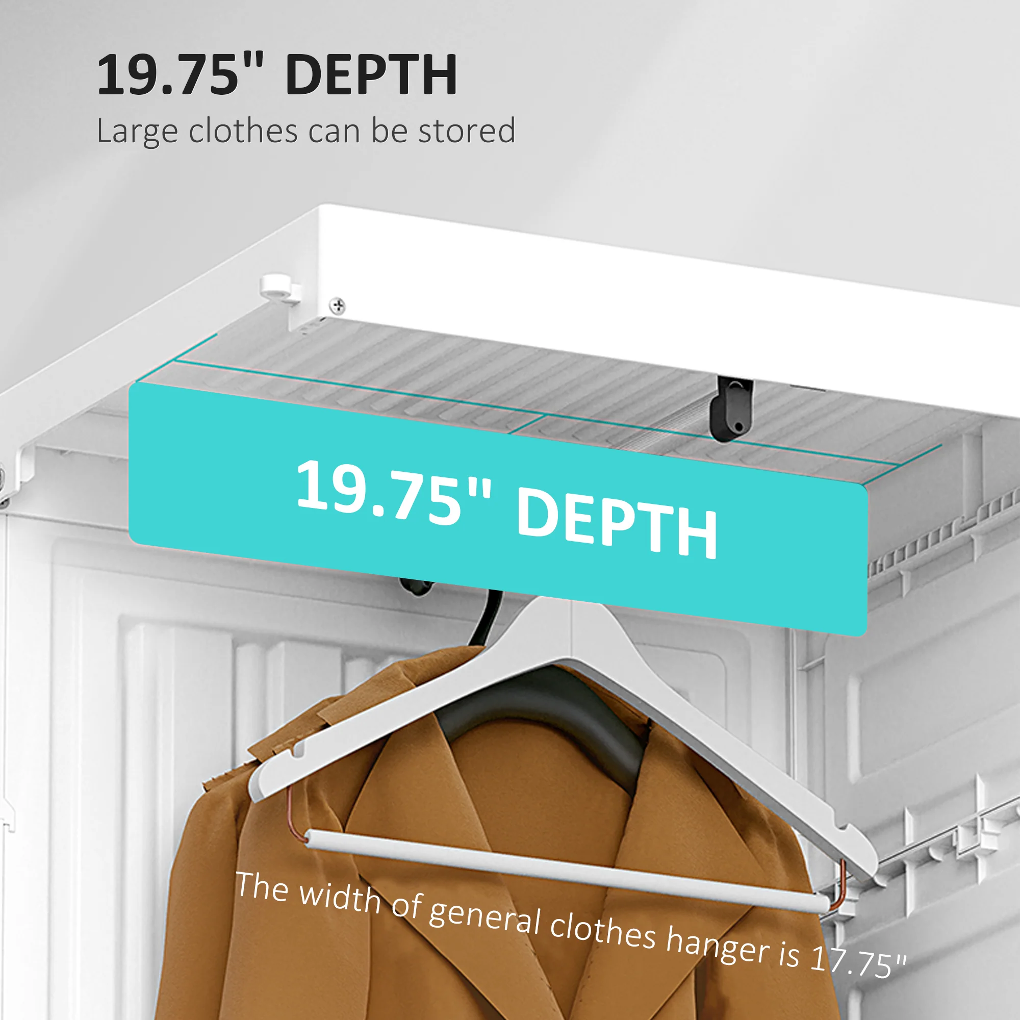 Portable Wardrobe Closet, Folding Armoire Clothes Organizer w/ 8 Cube Compartments, White - Image 10