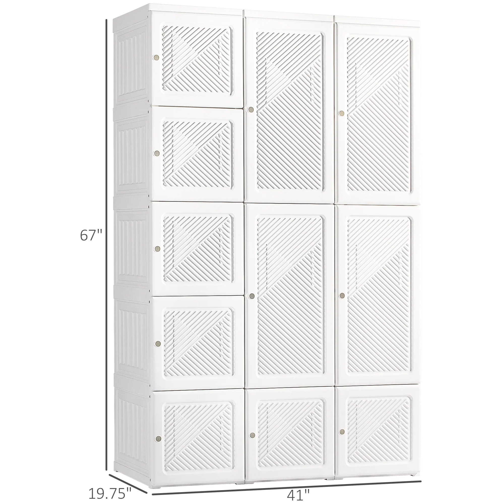Portable Wardrobe Closet, Folding Armoire Clothes Organizer w/ 8 Cube Compartments, White - Image 5