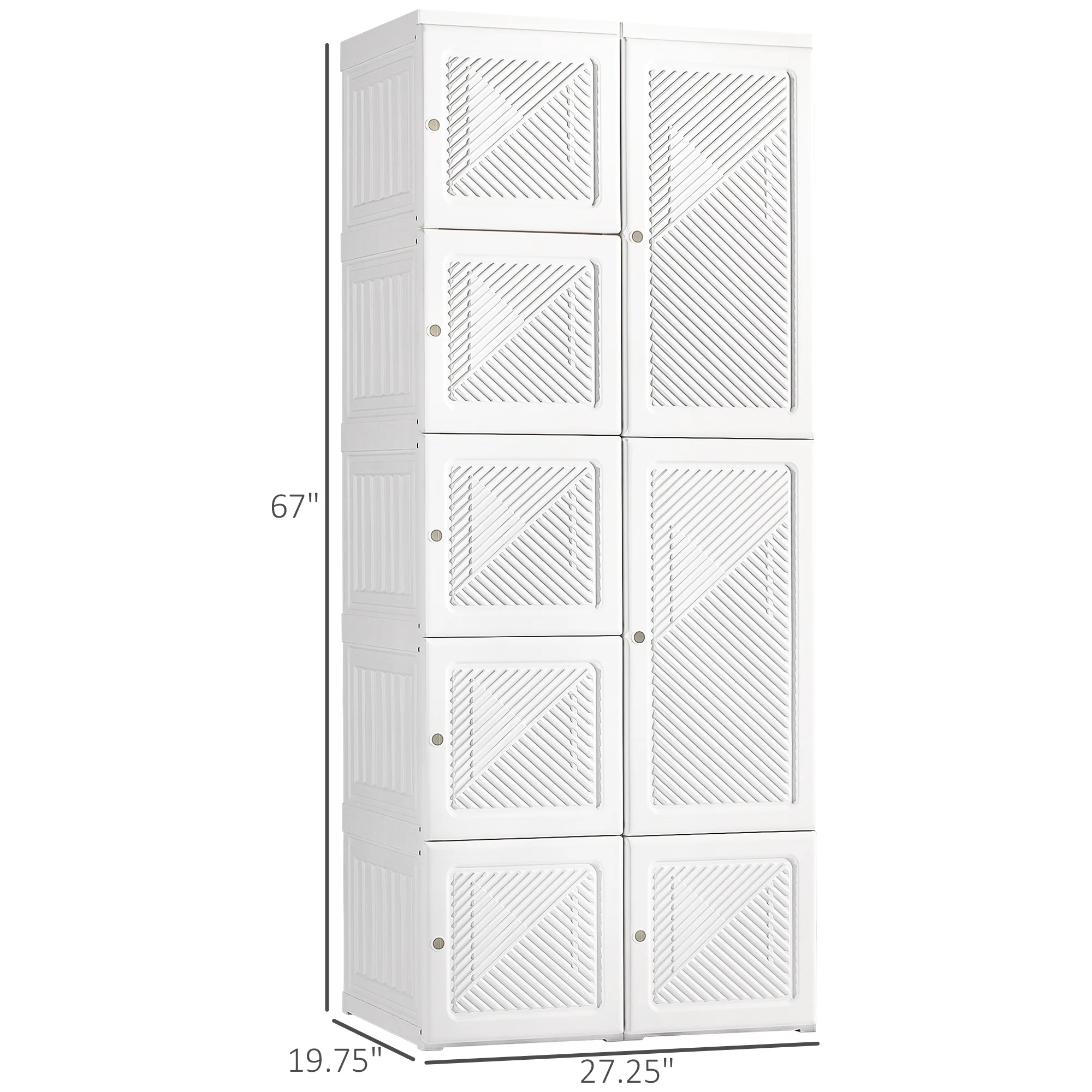 Portable Wardrobe Closet, Folding Armoire Clothes Organizer w/ 6 Cube Compartments, White - Image 5