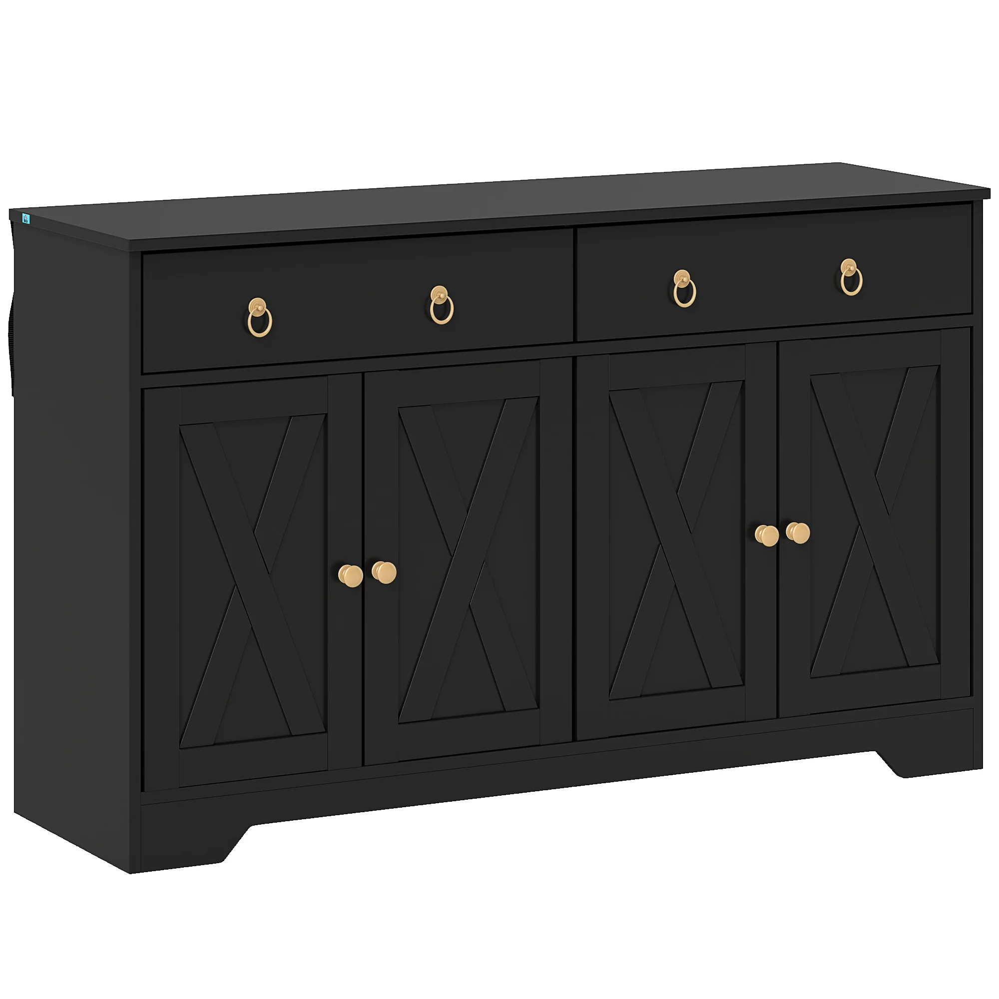 48" Storage Buffet Cabinet, Dining Sideboard Cabinet with Adjustable Shelves, Black - Image 12