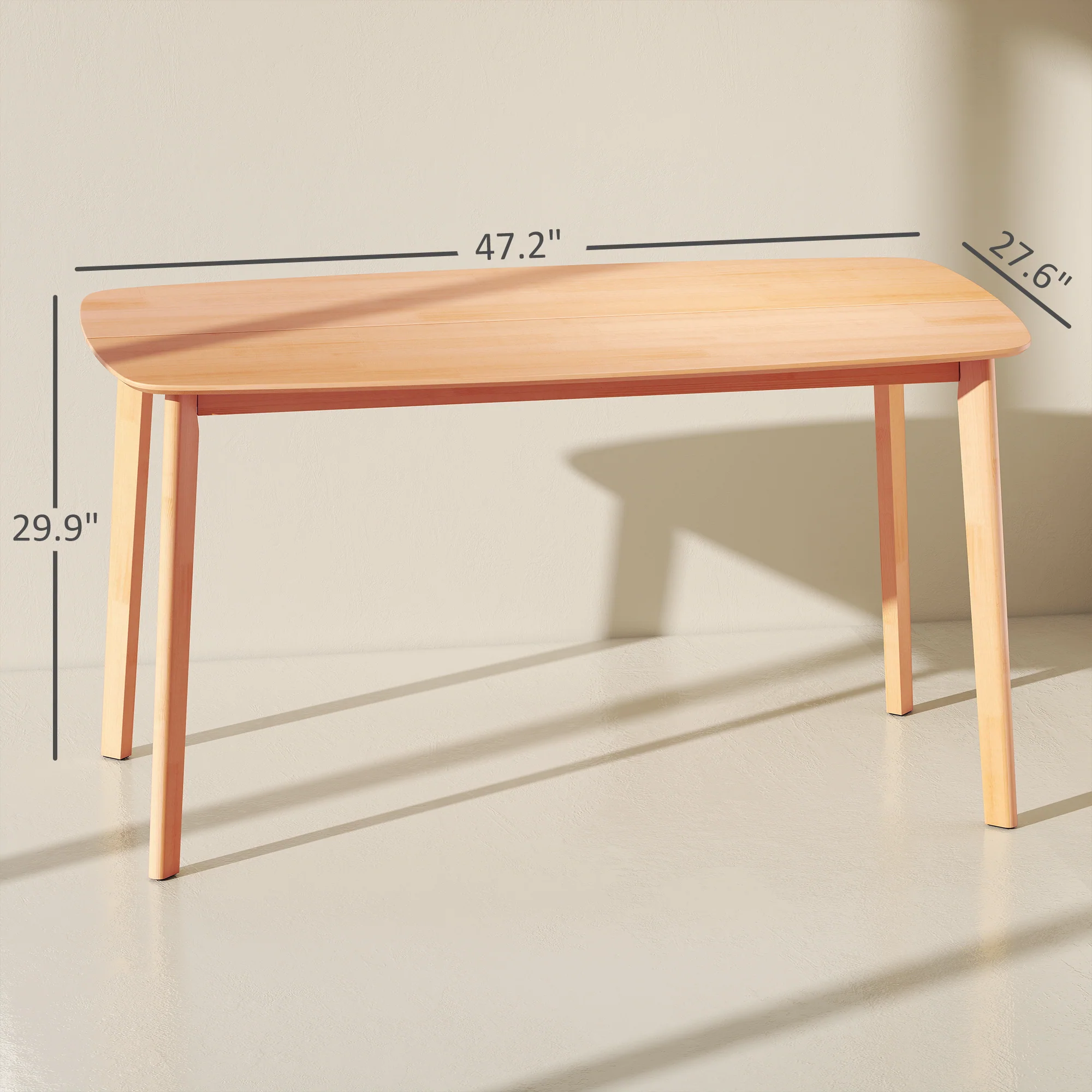 Solid Wood Dining Table for 6 People, 47" Rectangular Kitchen Table, Natural - Image 5
