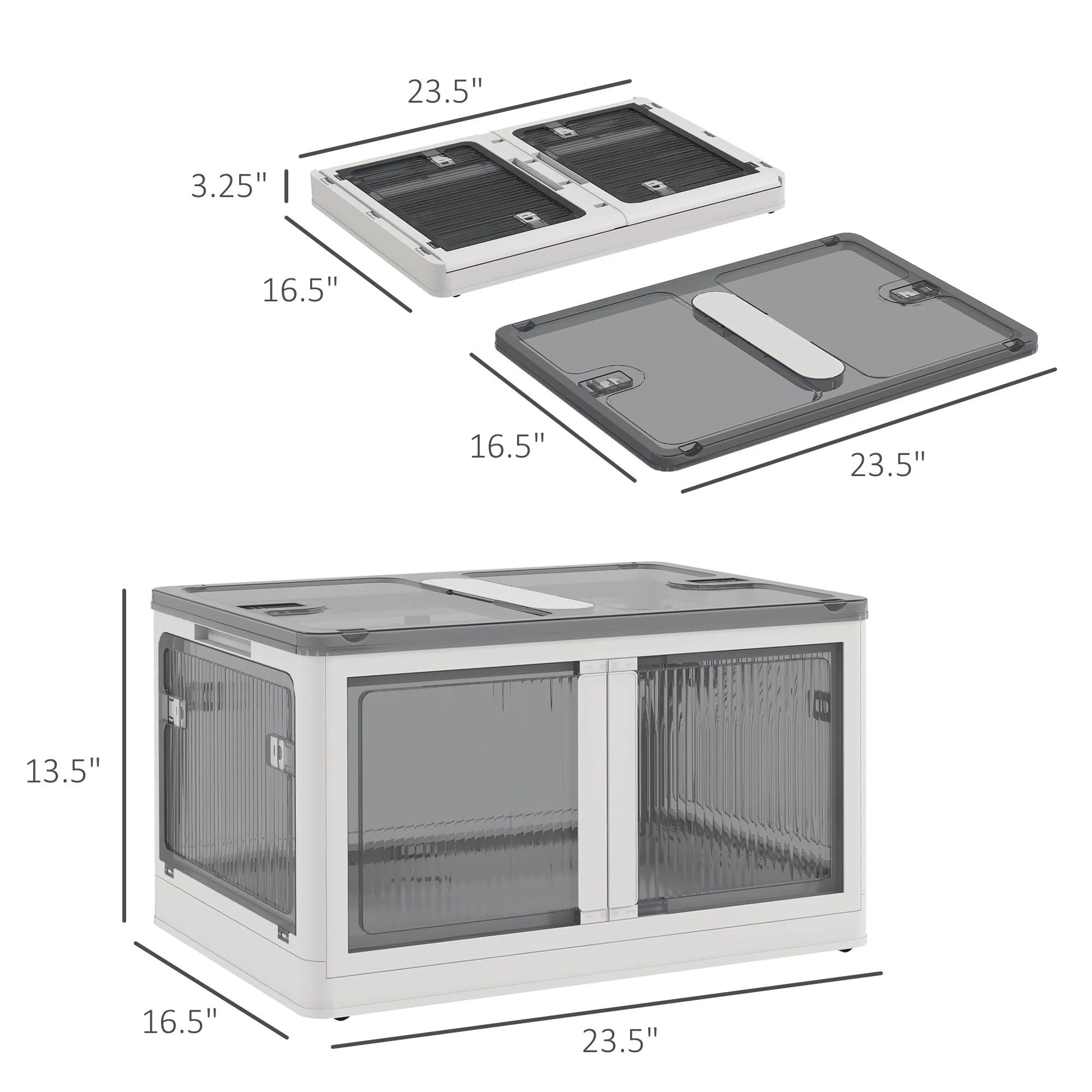 Stackable Storage Bins with Lids Wheels and Collapsible White - Image 4
