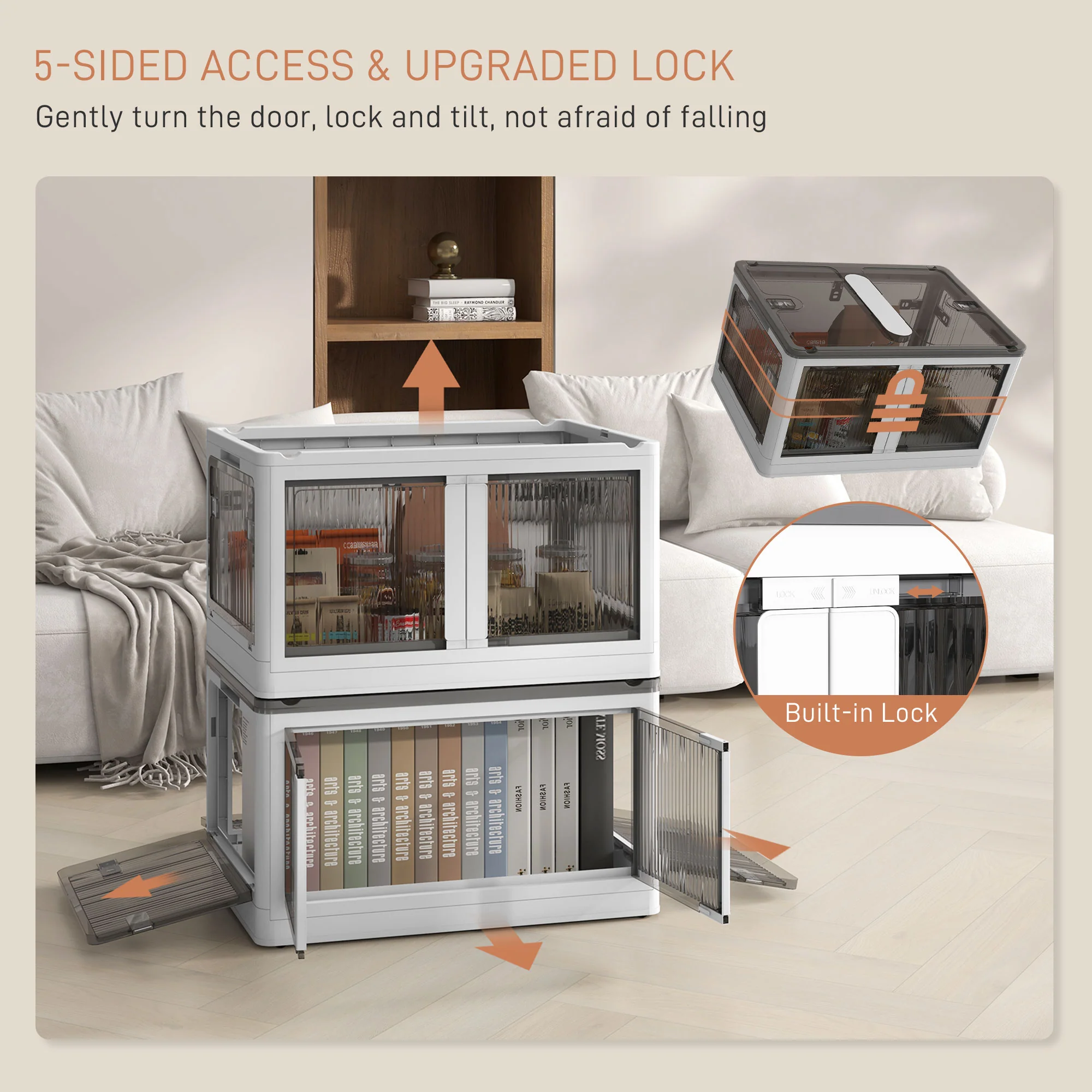Stackable Storage Bins with Lids Wheels and Collapsible White - Image 7
