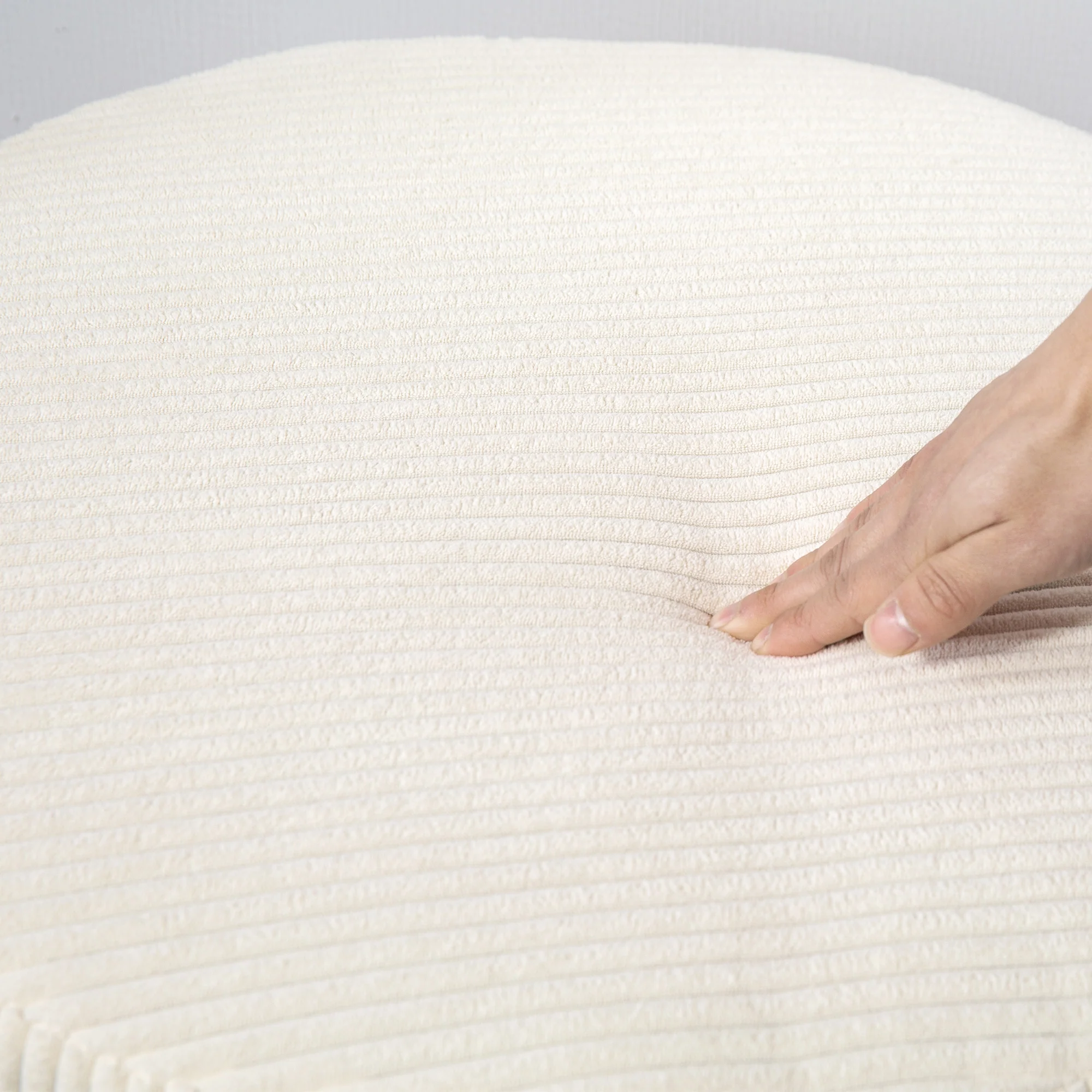 24" Storage Ottoman with Lid, Upholstered Corduroy Foot Rest Stool for Bedroom, Beige - Image 9