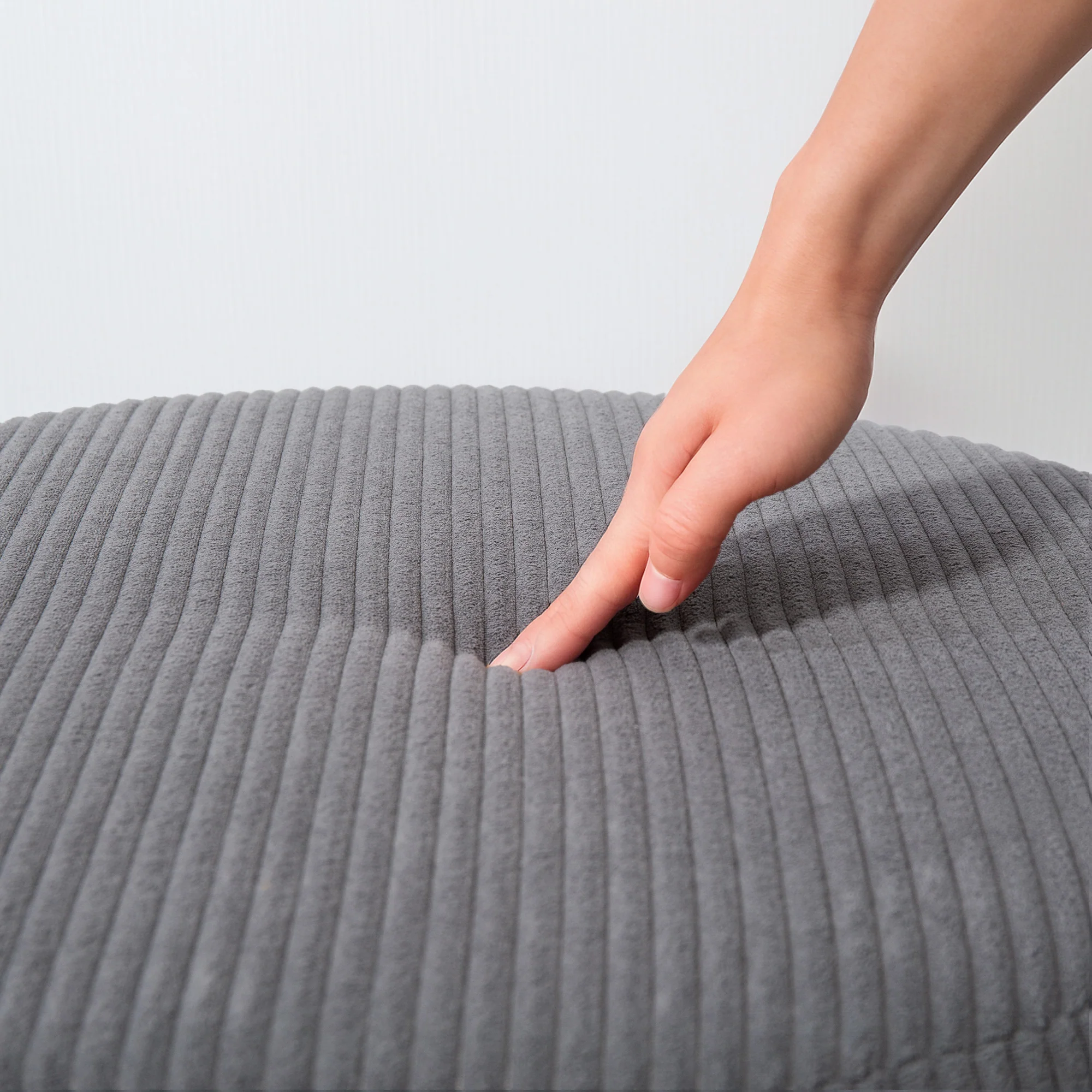 24" Storage Ottoman with Lid, Upholstered Corduroy Foot Rest Stool for Bedroom, Gray - Image 9