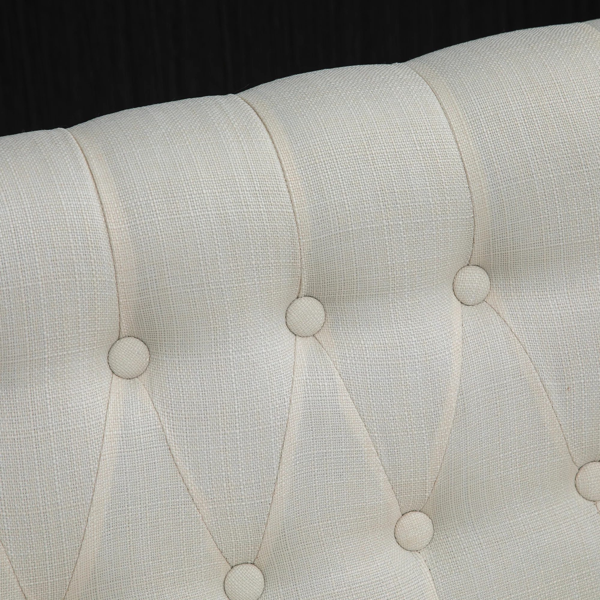 47" W Button Tufted Fabric Loveseat with Wood Legs for Living Room in Cream White - Image 9