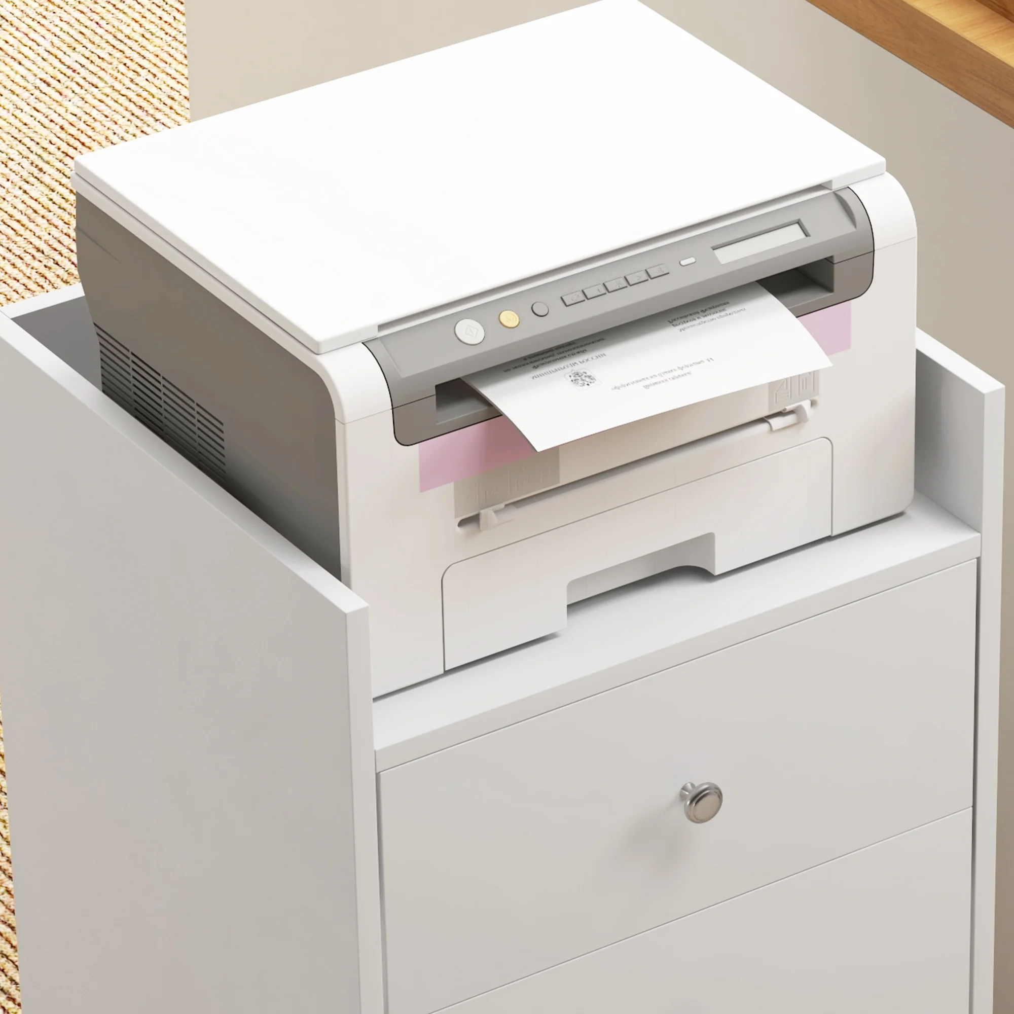 Rolling File Cabinet on Wheels, Mobile Home Office Storage with 3 Drawers, White - Image 11