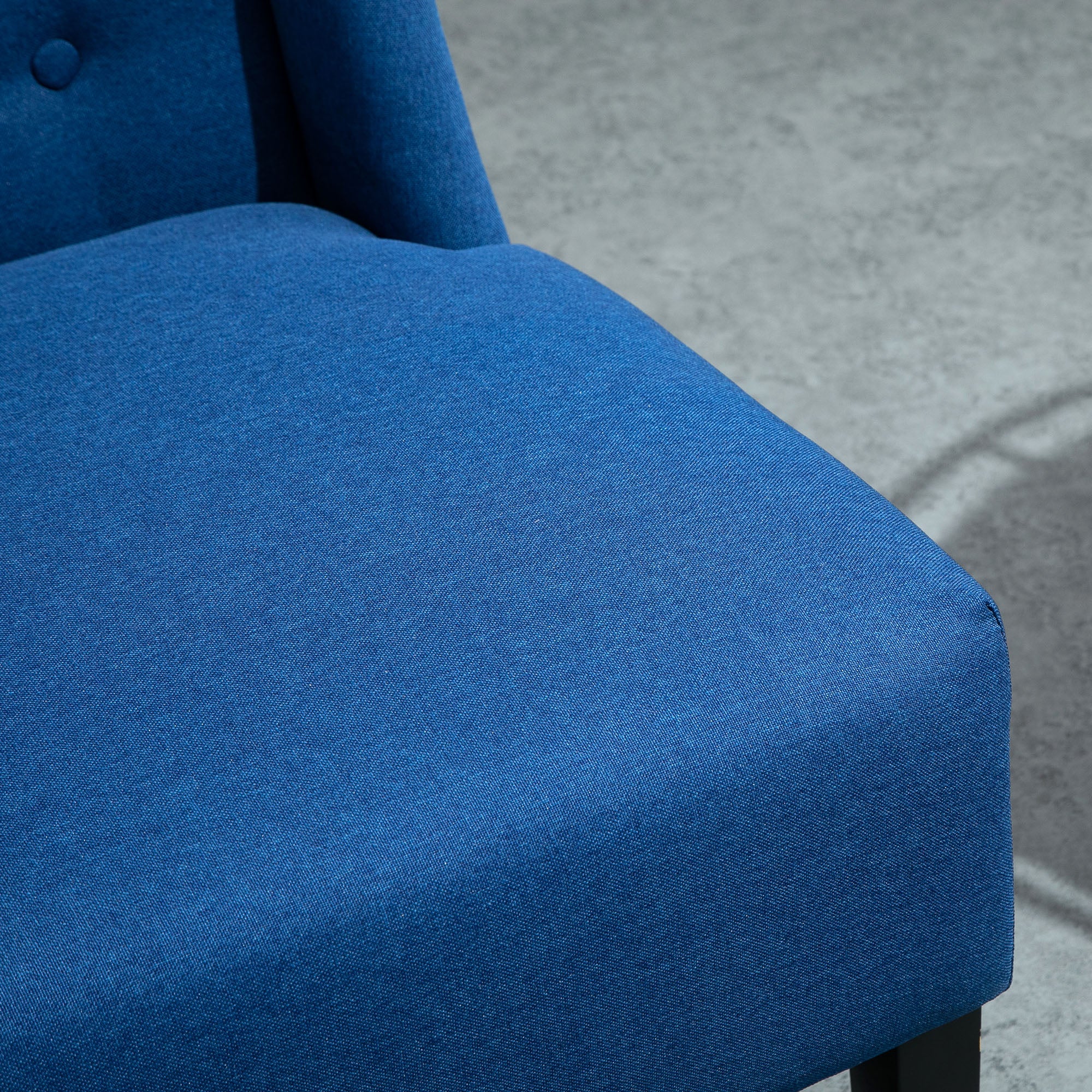 Wingback Double Sofa, Linen Upholstered Wingback Loveseat with Tufted Detail and Wood Legs, Blue - Image 10